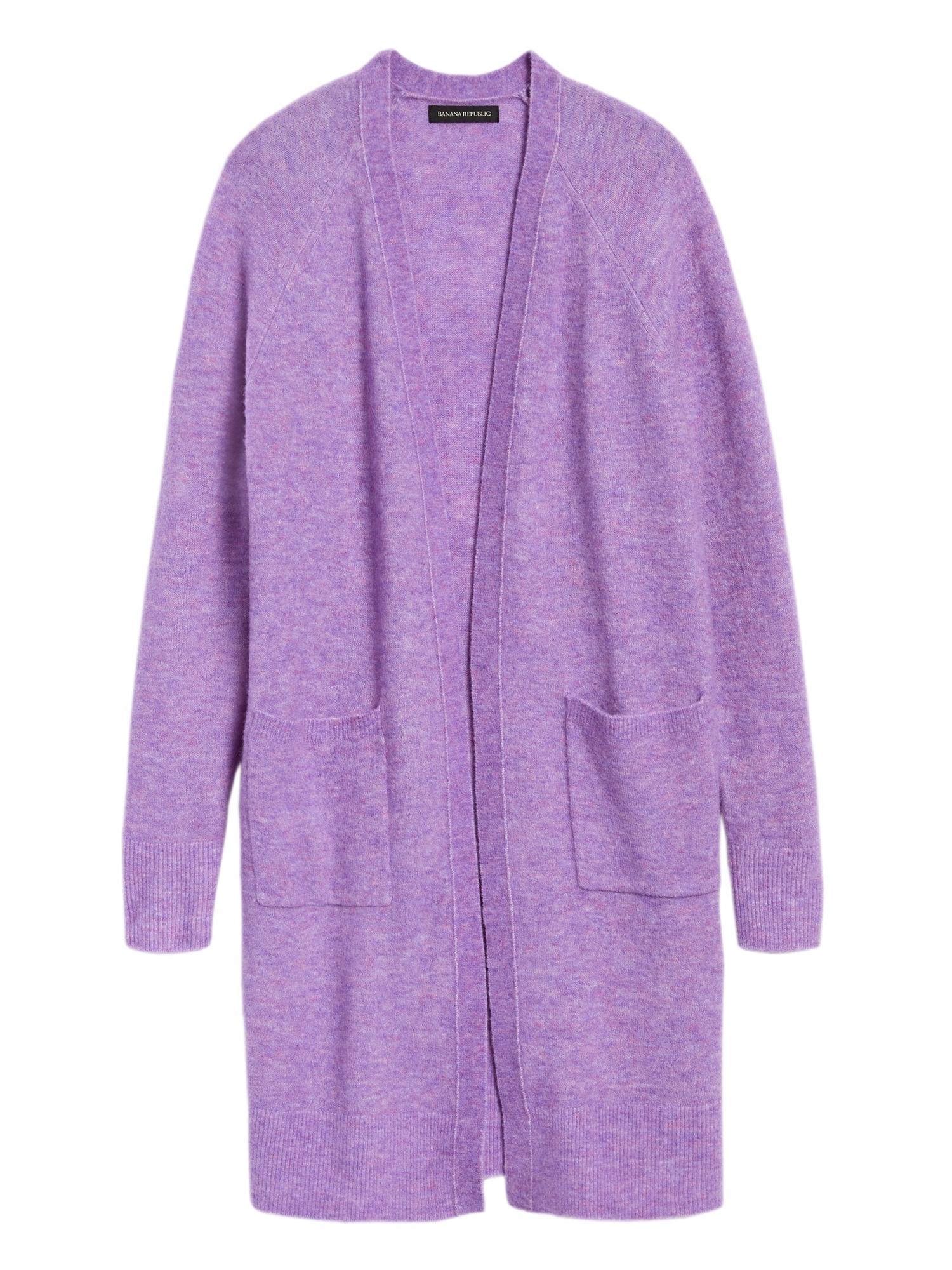 purple duster sweater