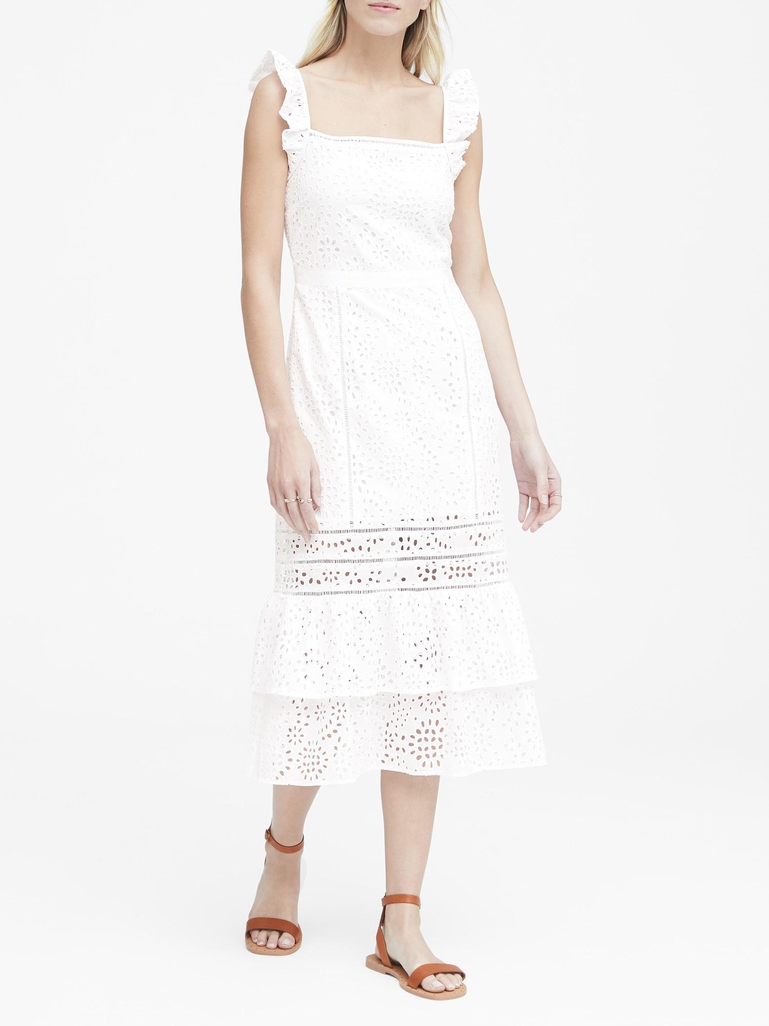 banana republic white eyelet dress