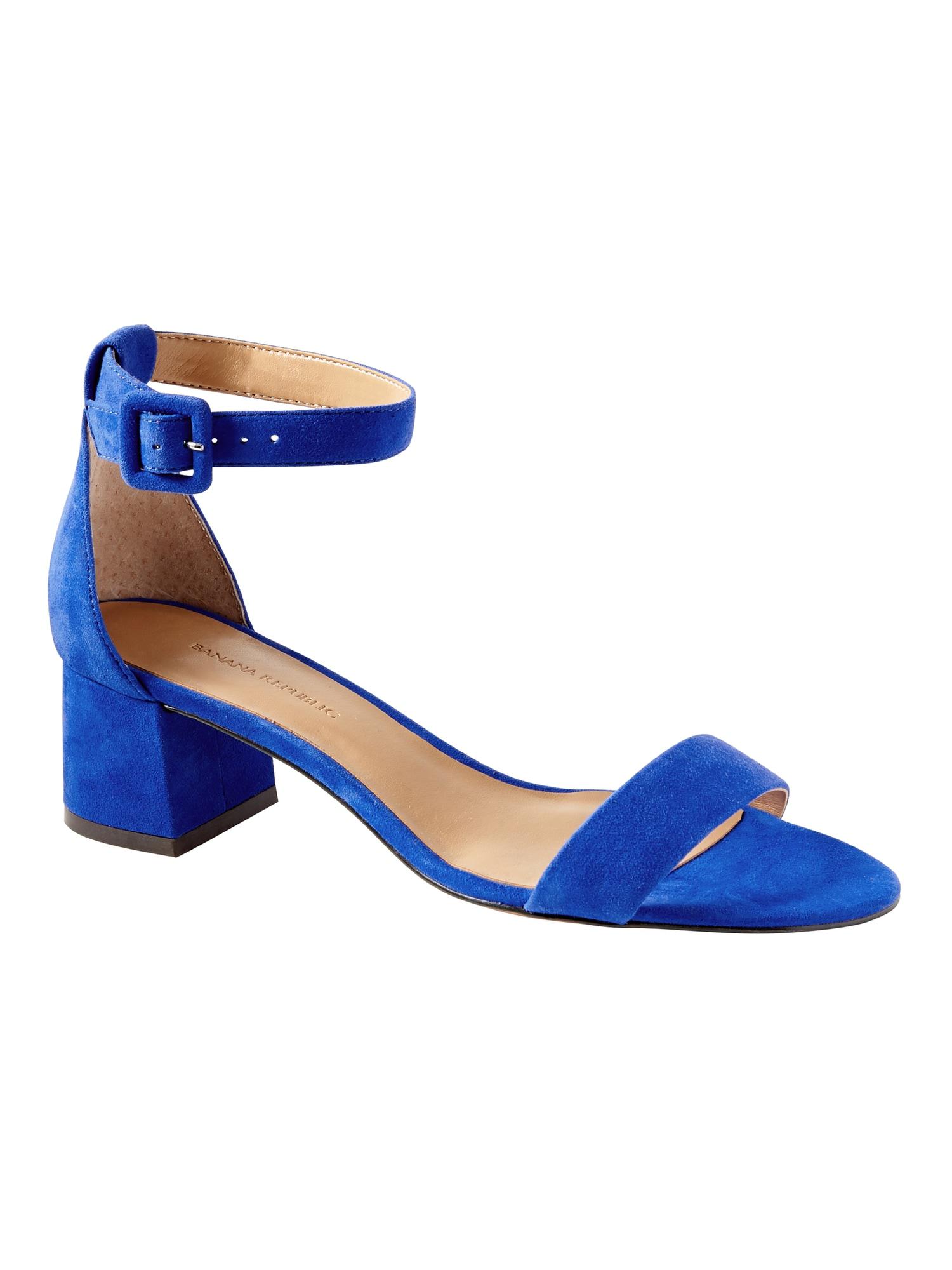 cobalt blue block heel shoes