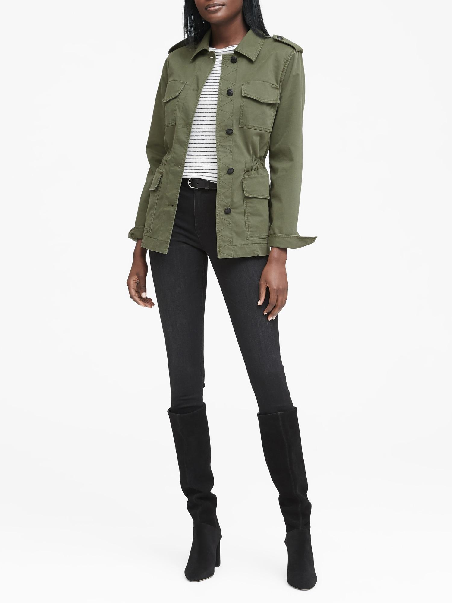 Banana Republic Cotton Twill Utility Jacket in Deep Olive Green (Green