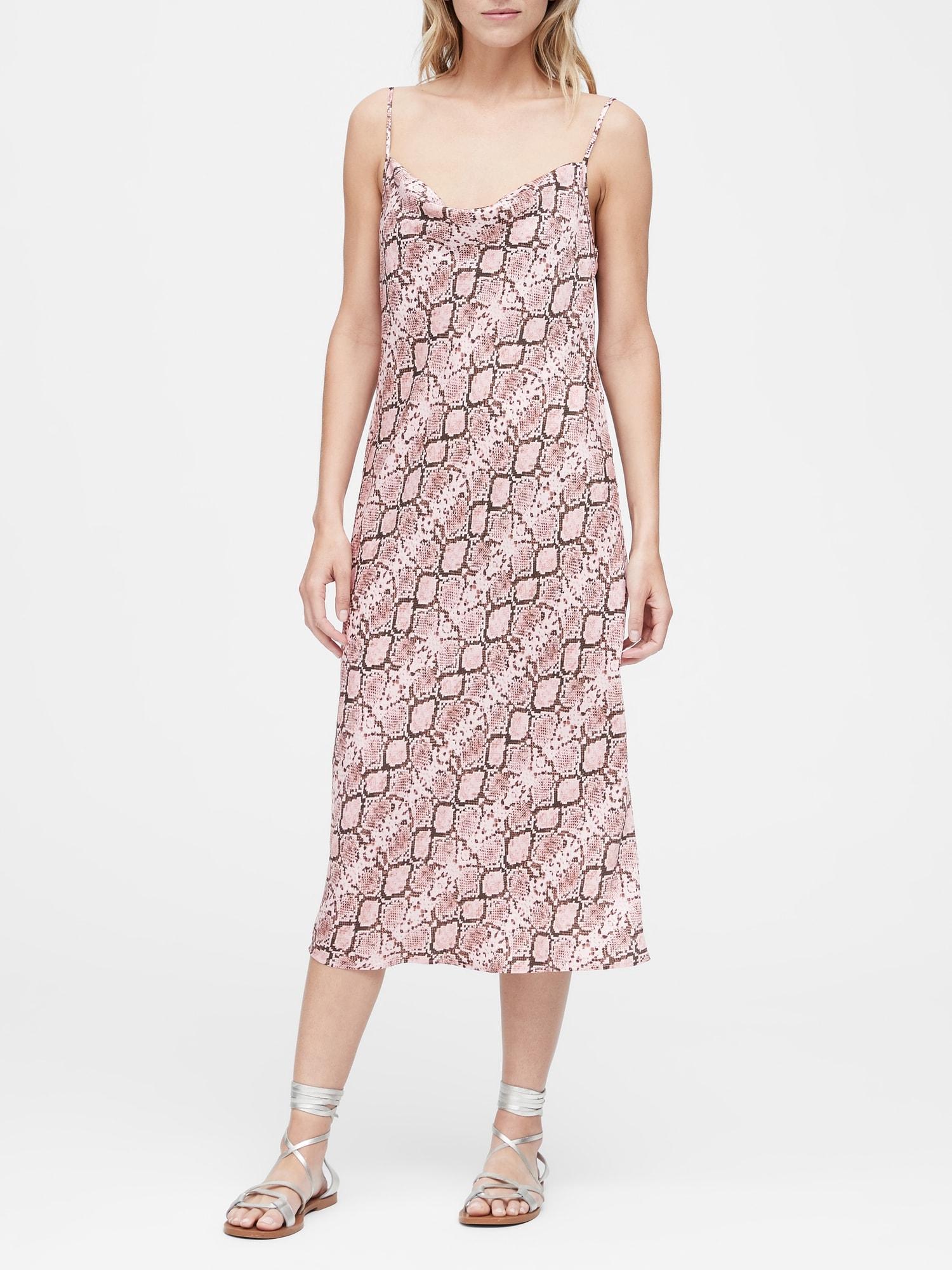 Banana Republic Leather Snake Print Midi Slip Dress in
