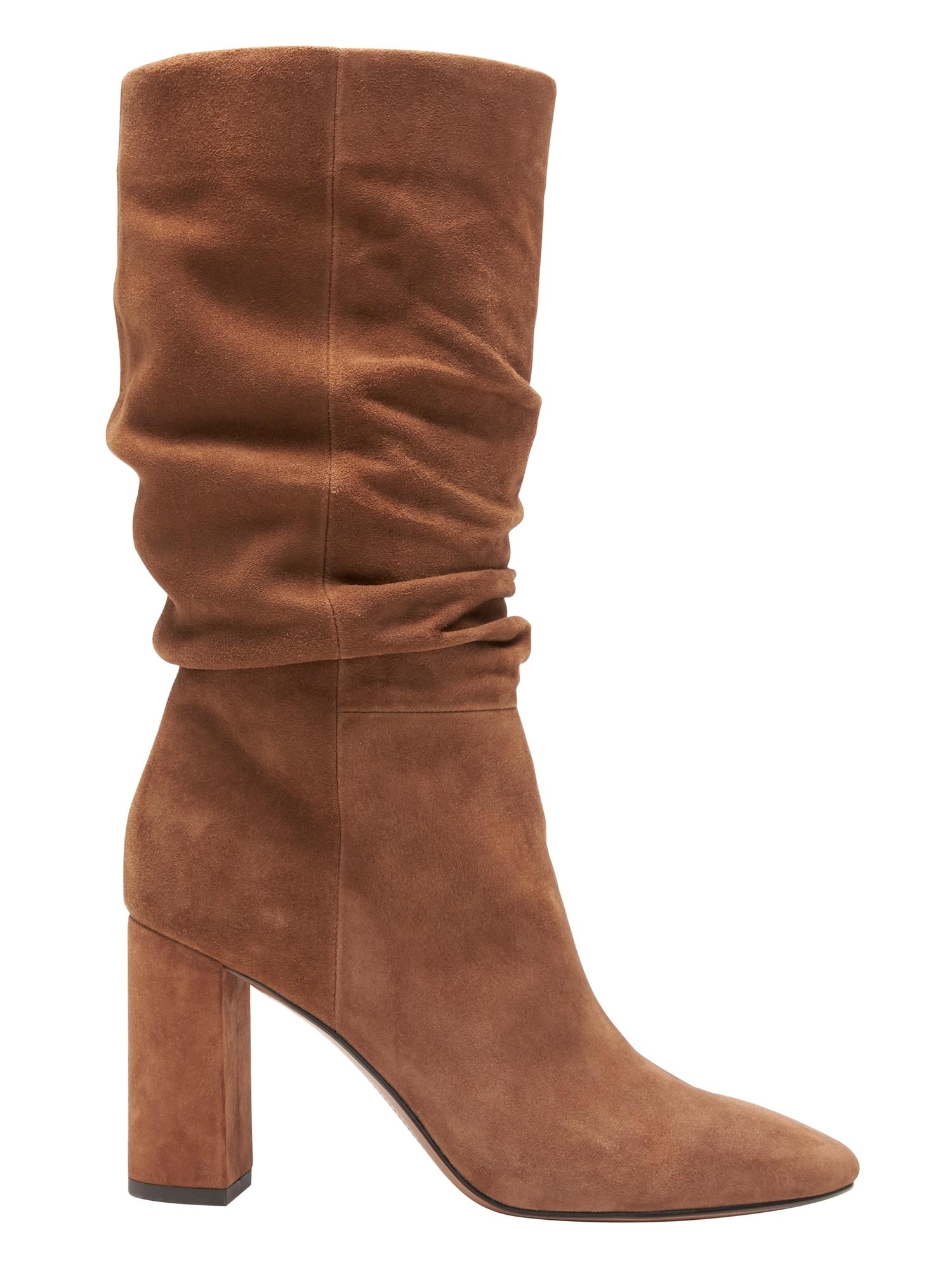 slouch high heel boots