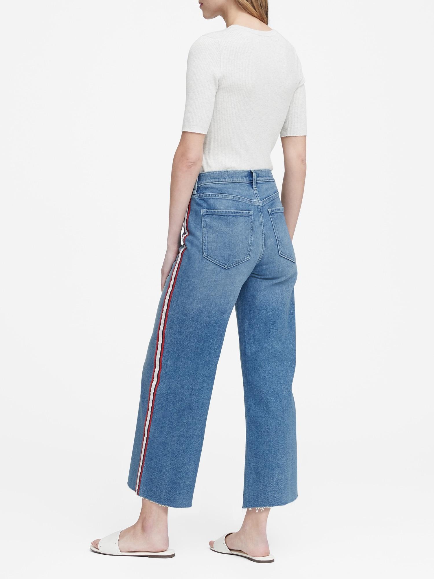 Banana Republic Denim Petite High-rise Wide-leg Cropped Jean in Light Wash (Blue) - Lyst