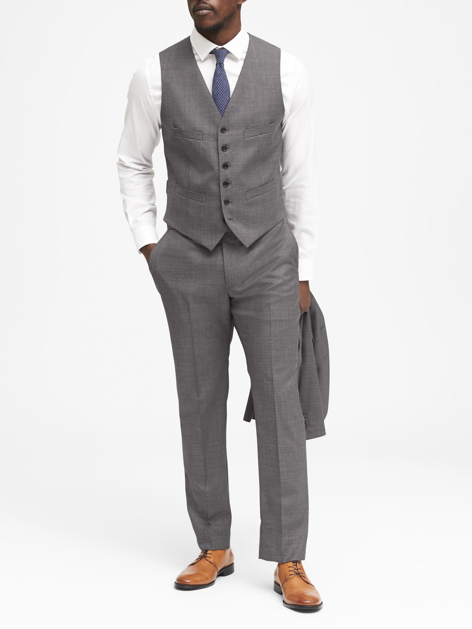 Italian Wool Sharkskin Suit Vest 