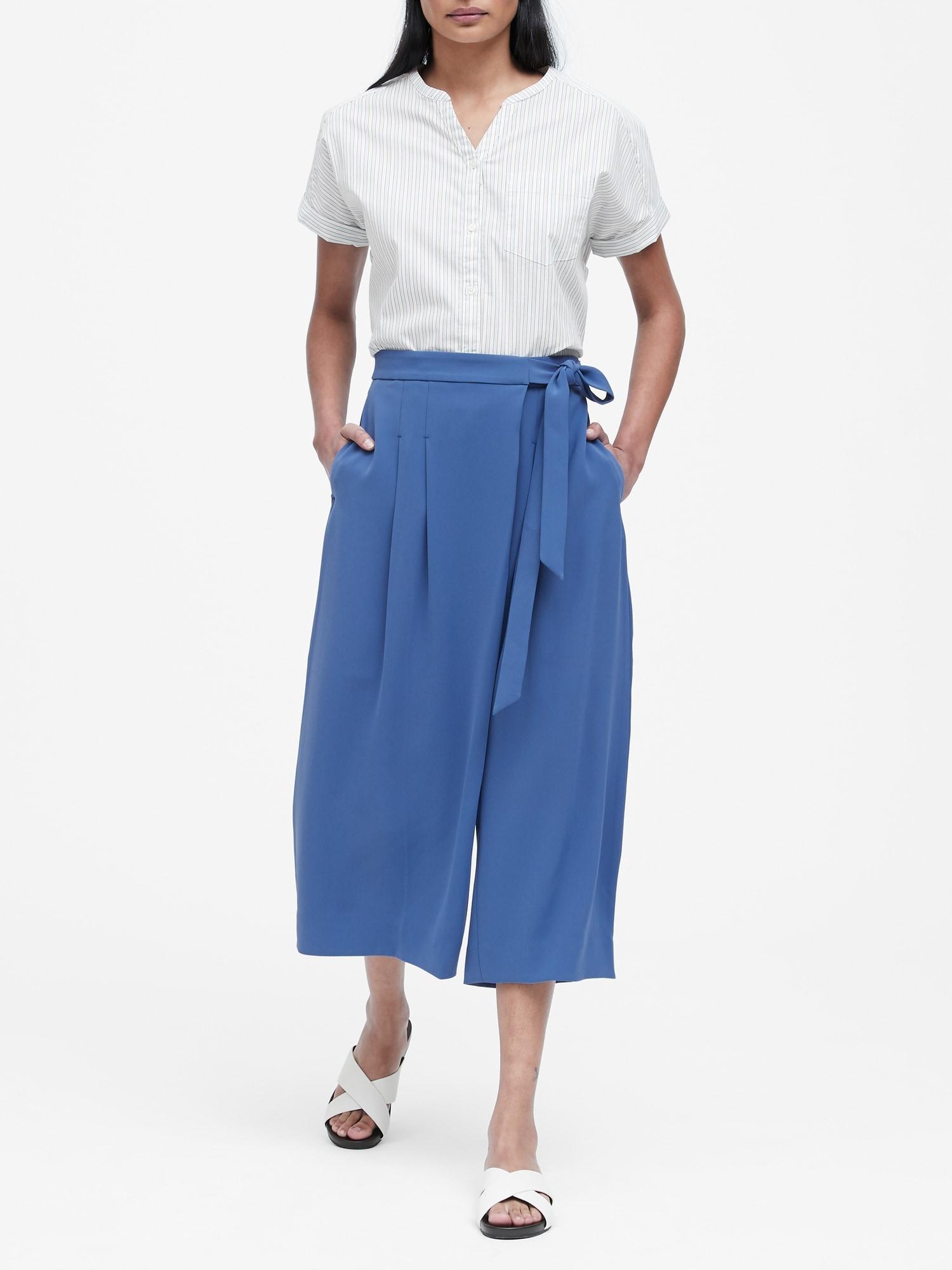 Banana Republic Japan Exclusive Extra Wide-leg Cropped Pants in Blue - Lyst