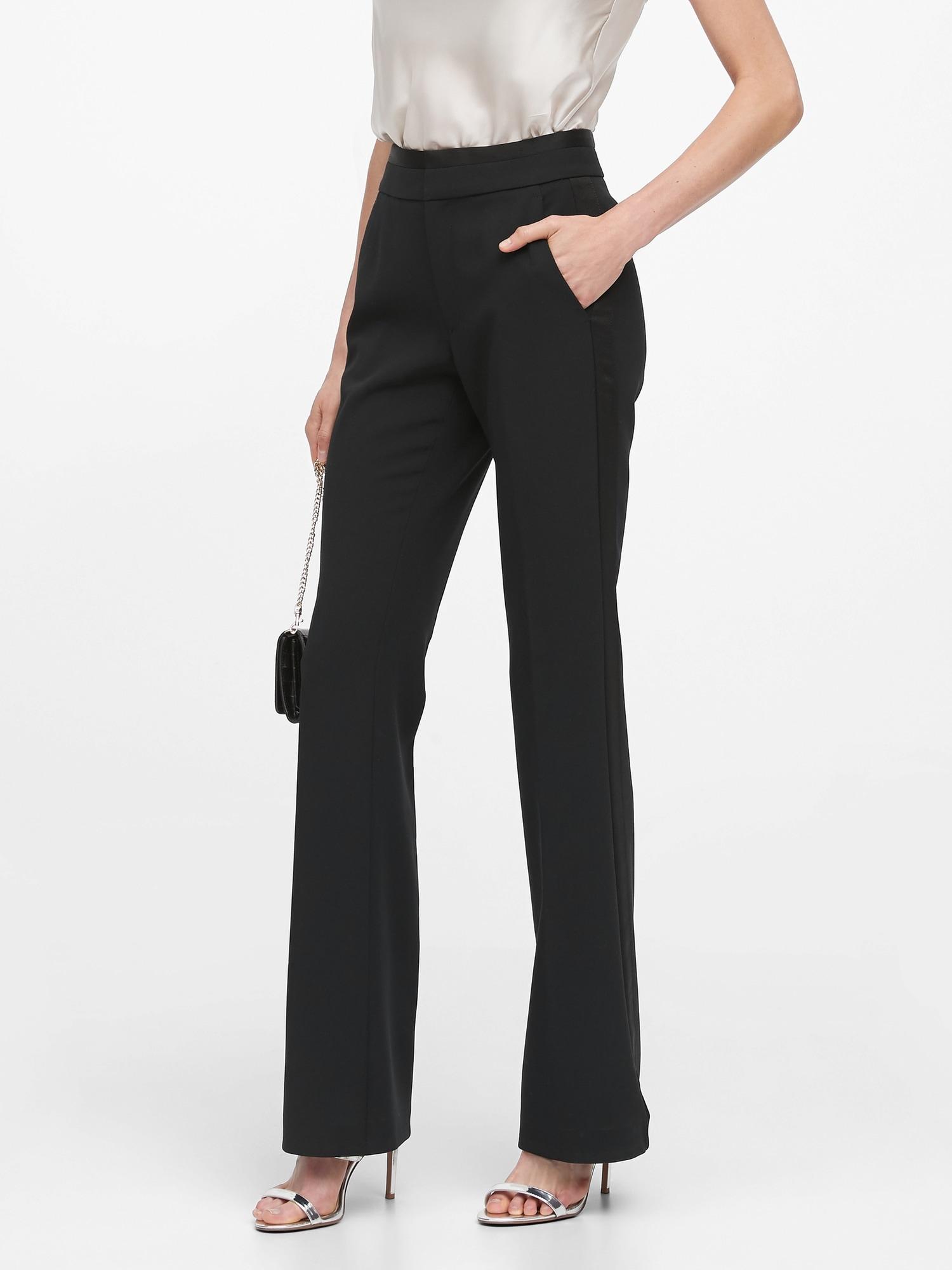 Satin High-rise Flare Tuxedo Pant 