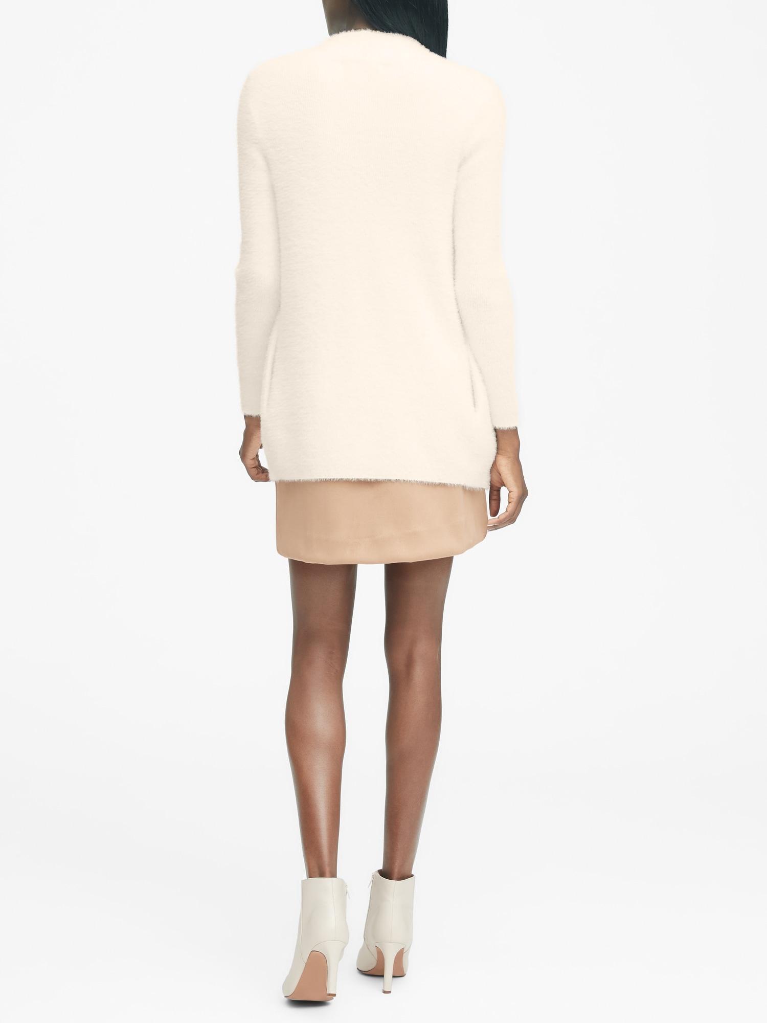 Synthetic Fuzzy Long Cardigan Sweater 