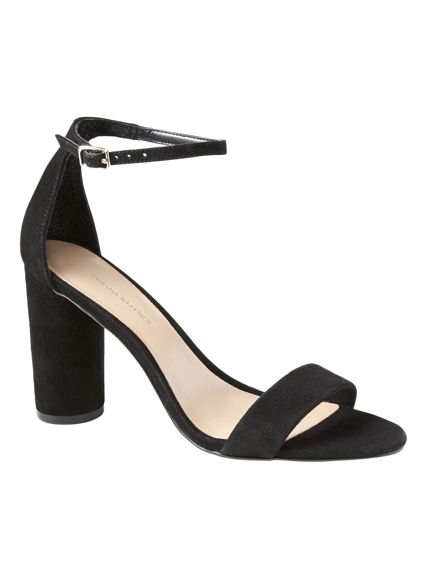 Banana Republic Suede Bare High Block-heel Sandal in Black - Lyst