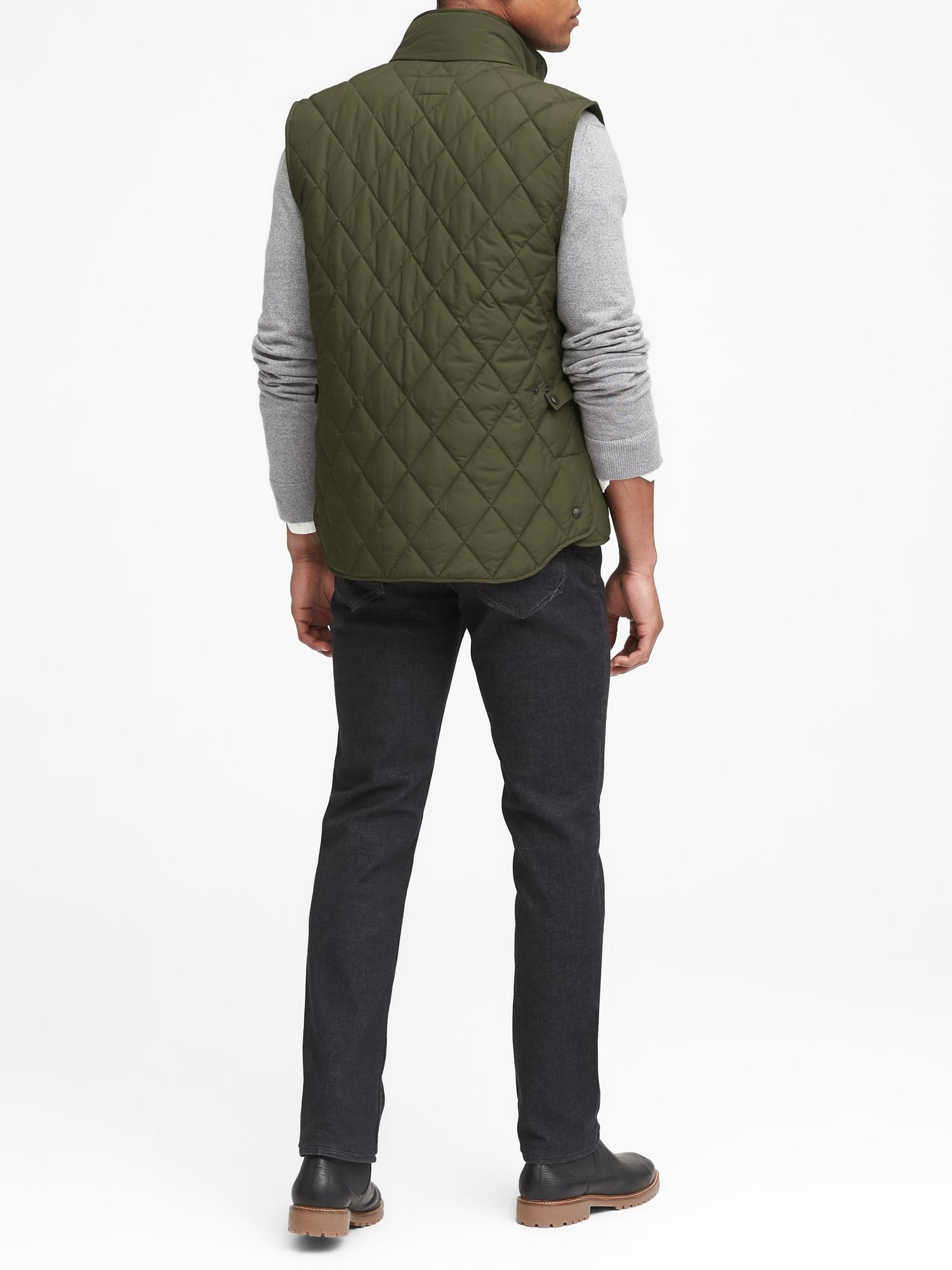 Banana Republic Synthetic Water-resistant Quilted Vest in Olive Green (Green)  for Men - Lyst