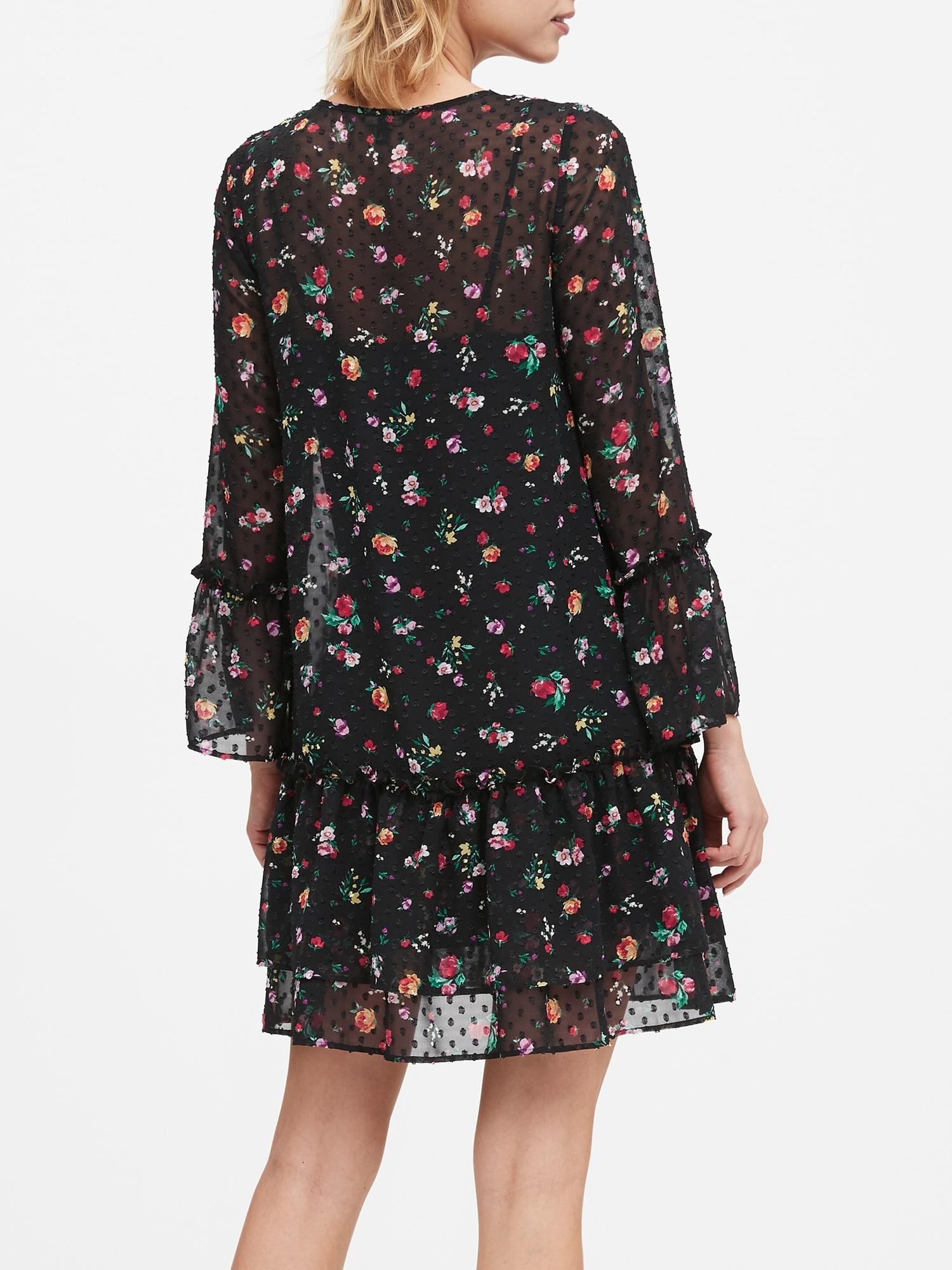 banana republic black floral dress