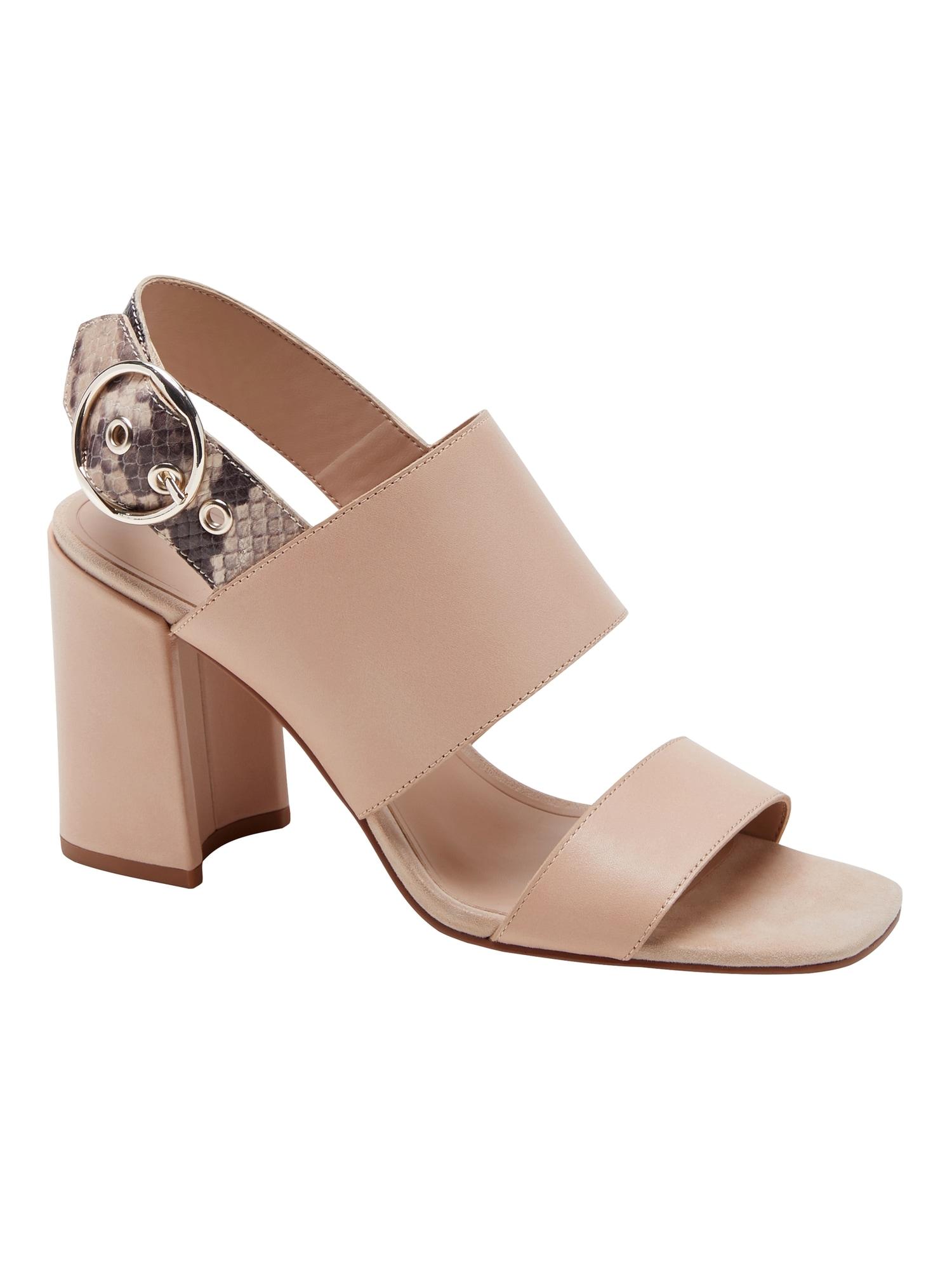block heel two strap sandals