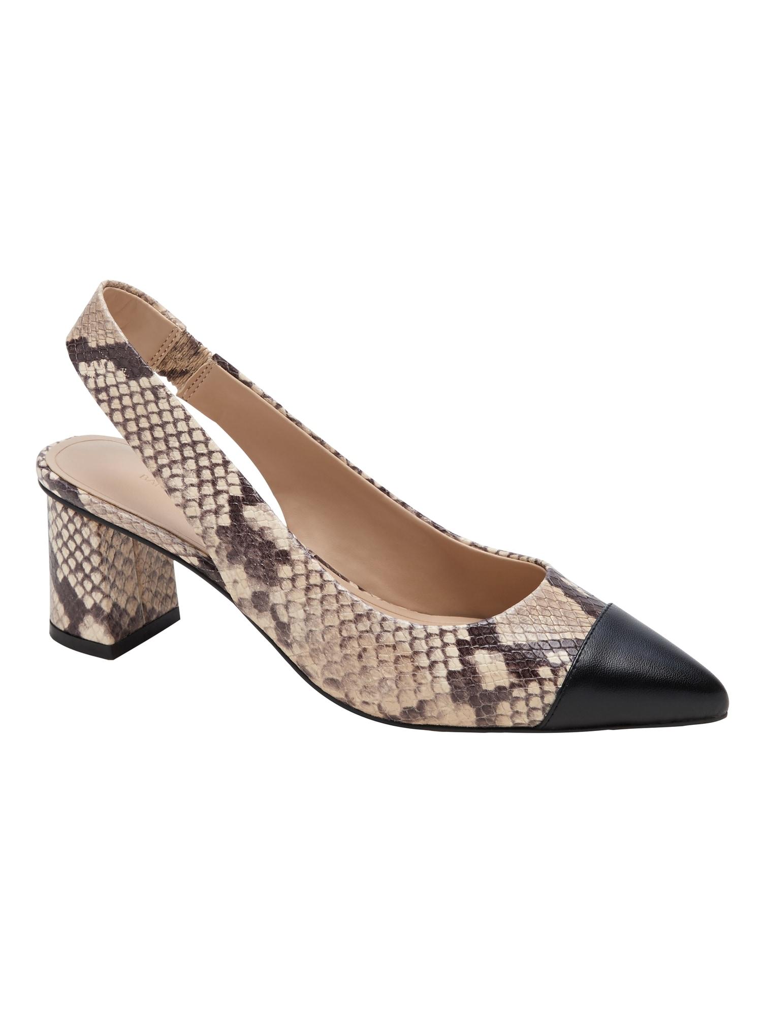 block heel sling back shoes