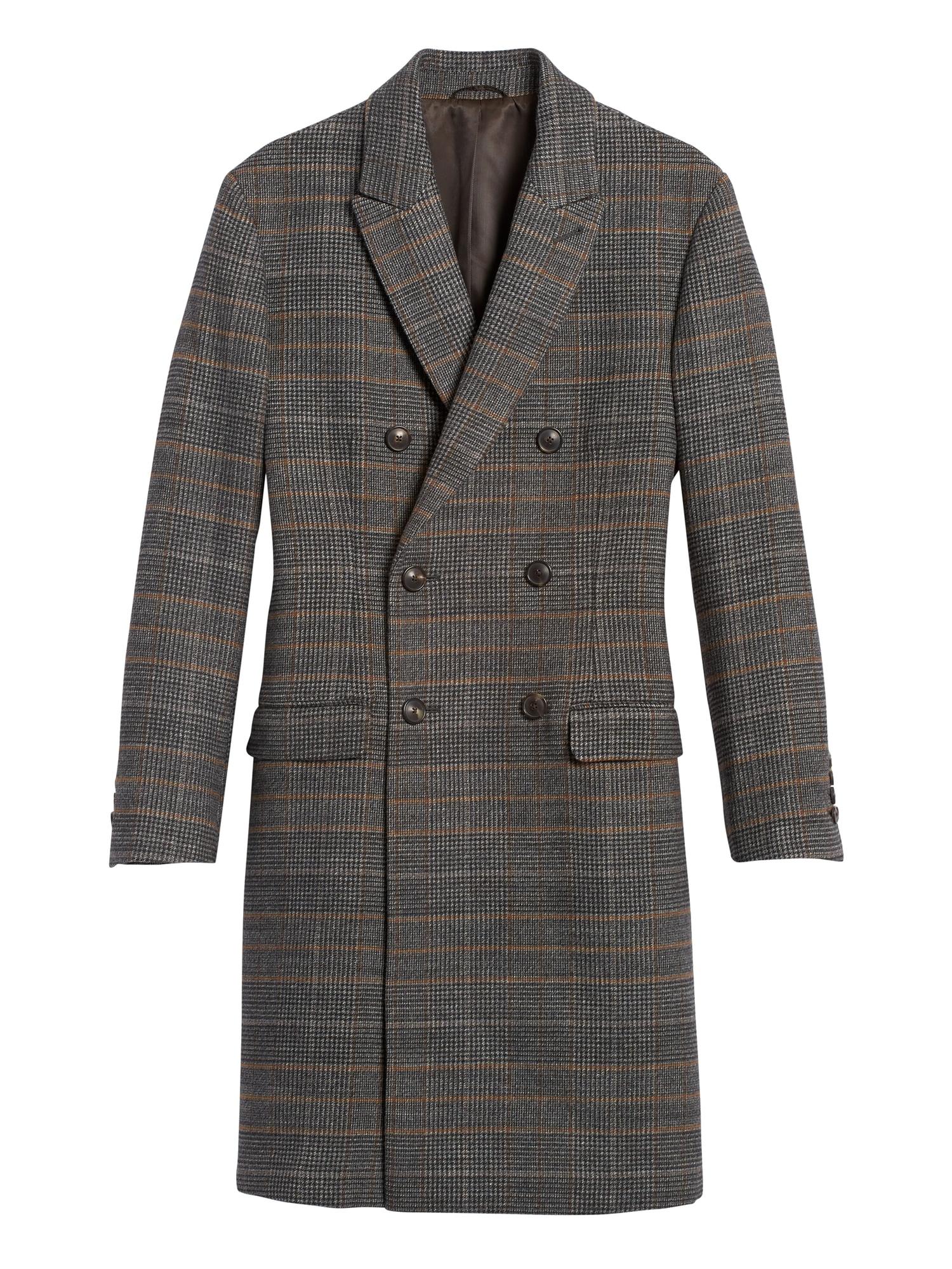 plaid double breasted coat