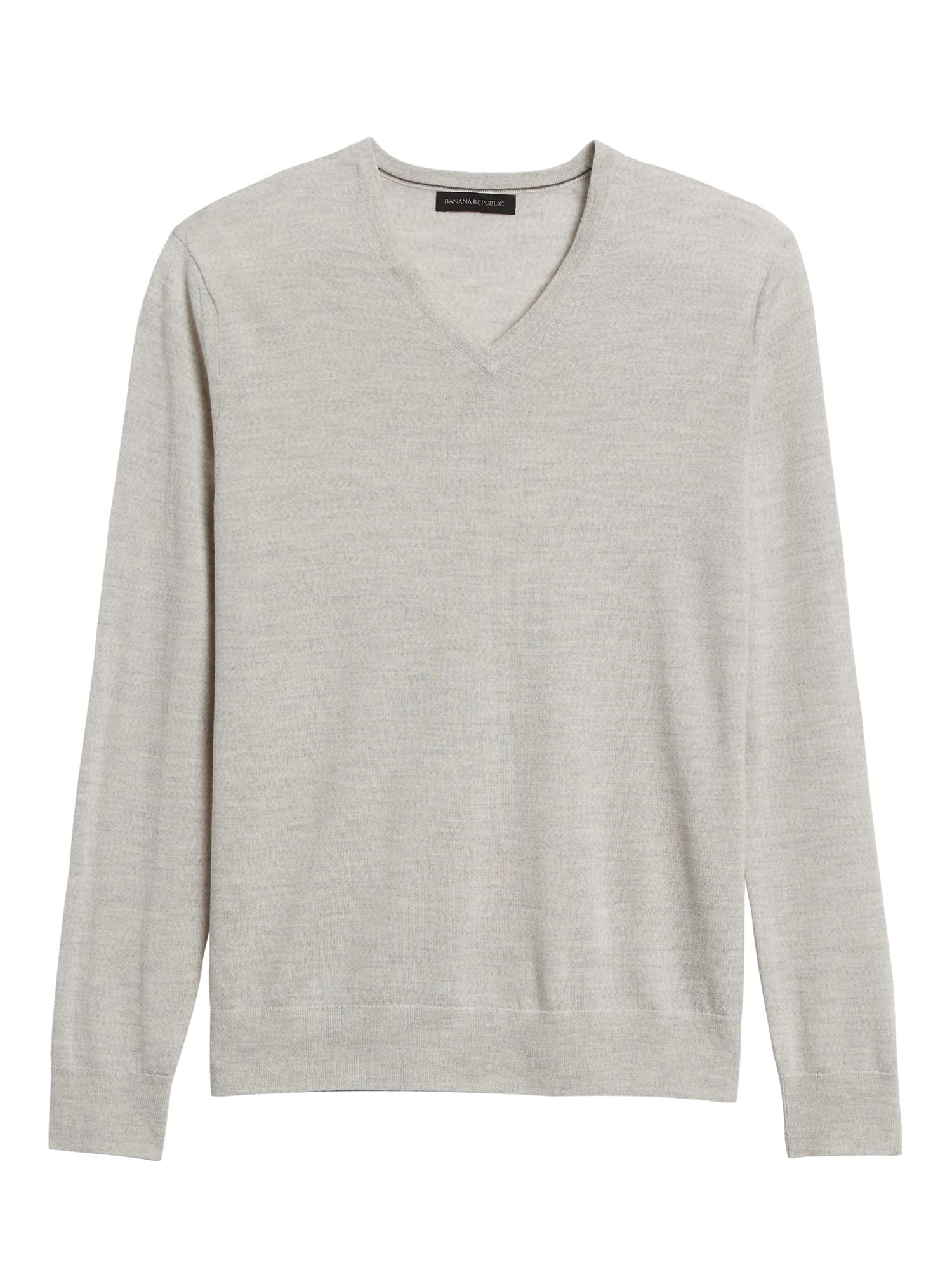 Banana Republic Wool Responsible Merino V-neck Sweater in Vintage Tan (Gray) for Men - Lyst
