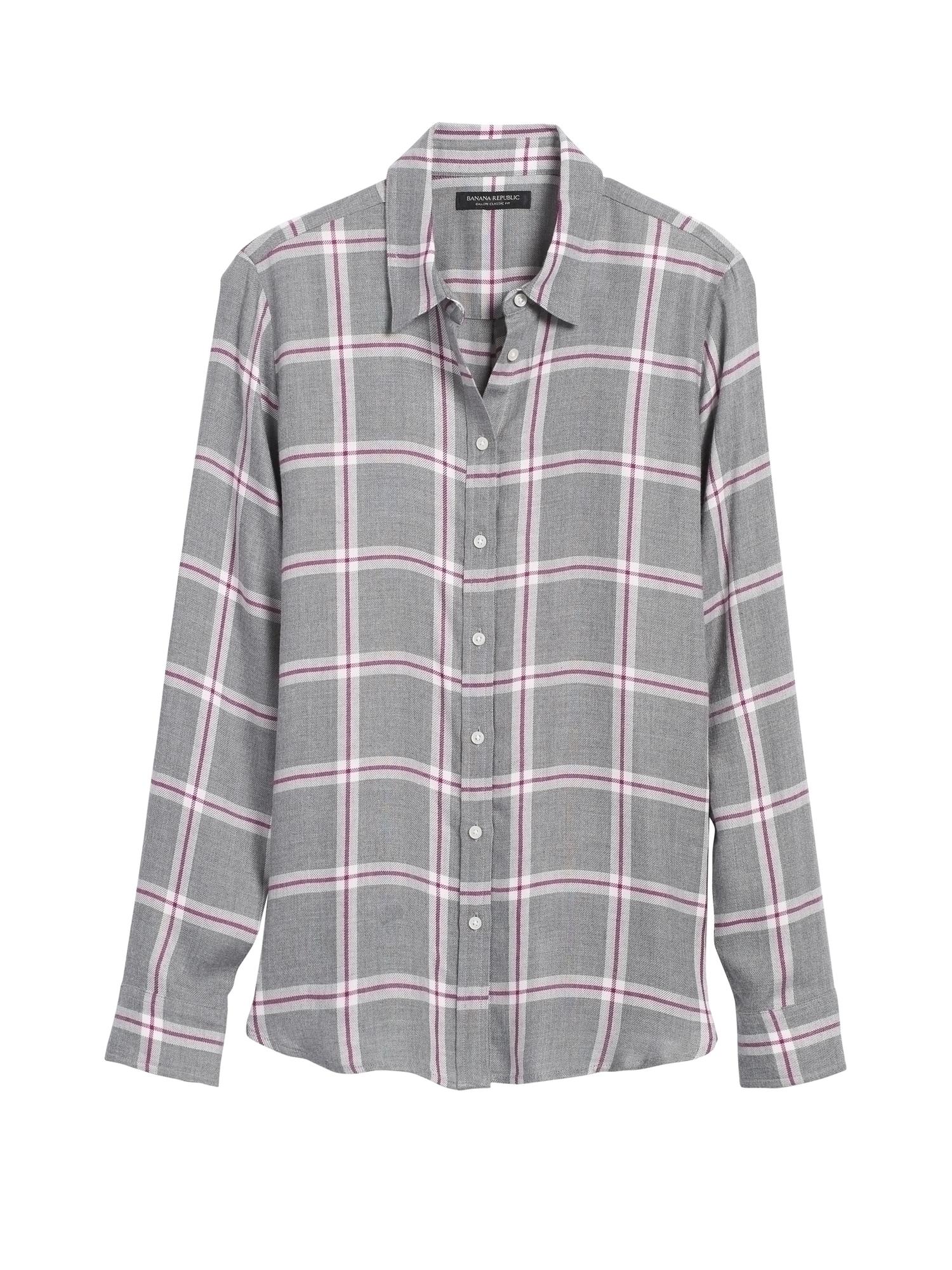 Banana Republic Dillon Classic-fit Flannel Shirt in Gray - Save 42% - Lyst