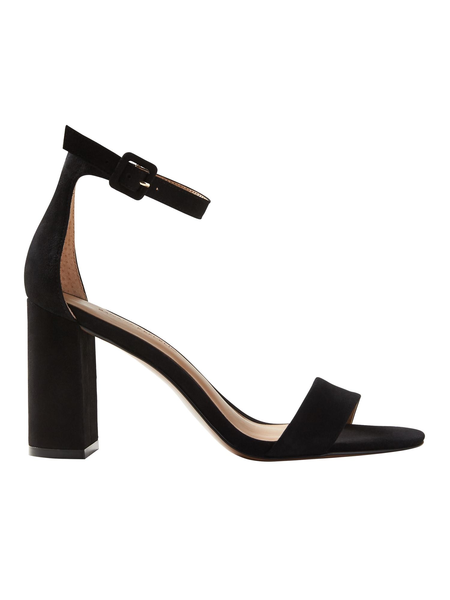 Banana Republic Suede Bare High Block-heel Sandal in Black Suede (Black ...