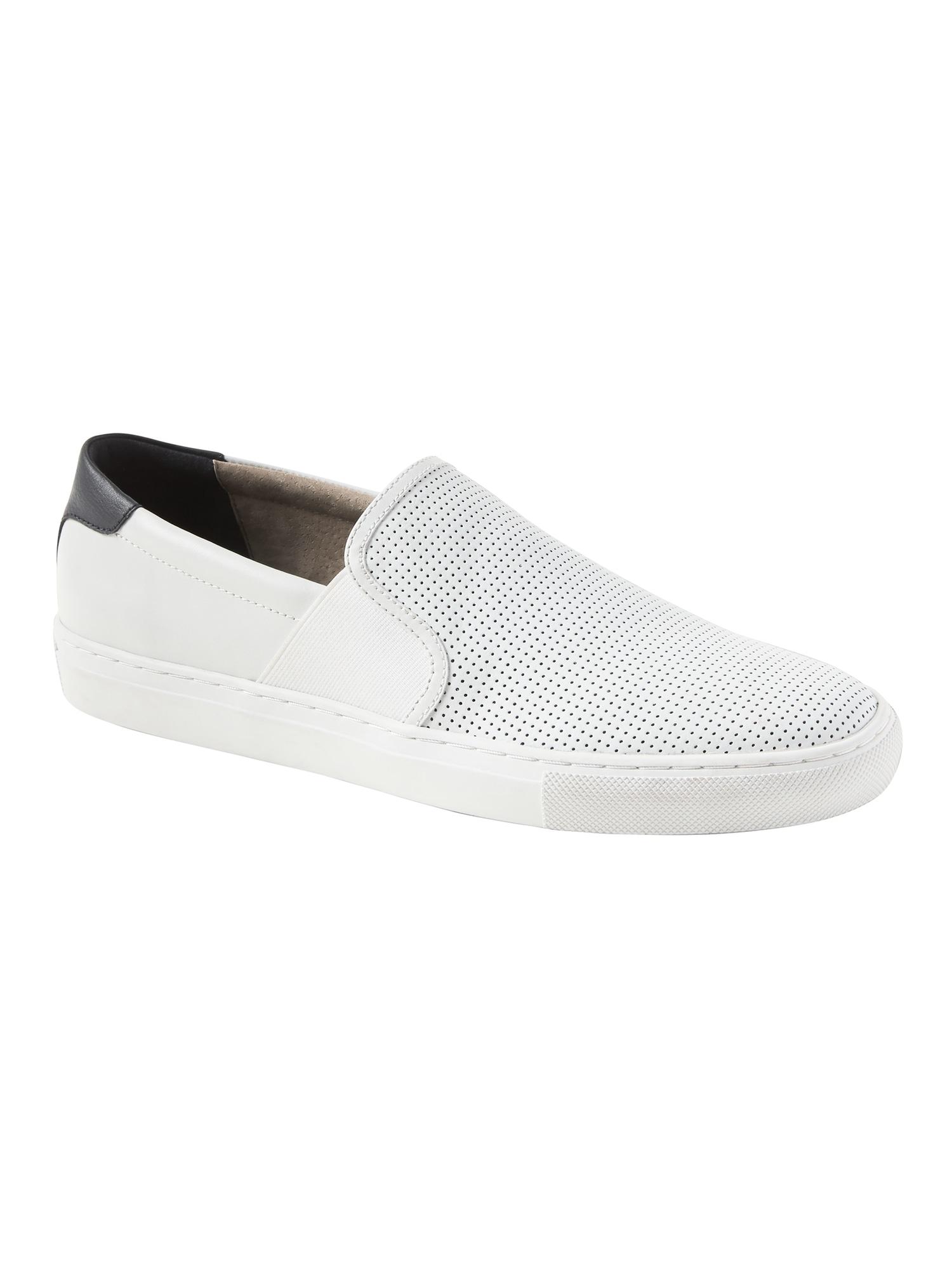Banana Republic Dylin Perforated Leather Slip-on Sneaker in White for ...
