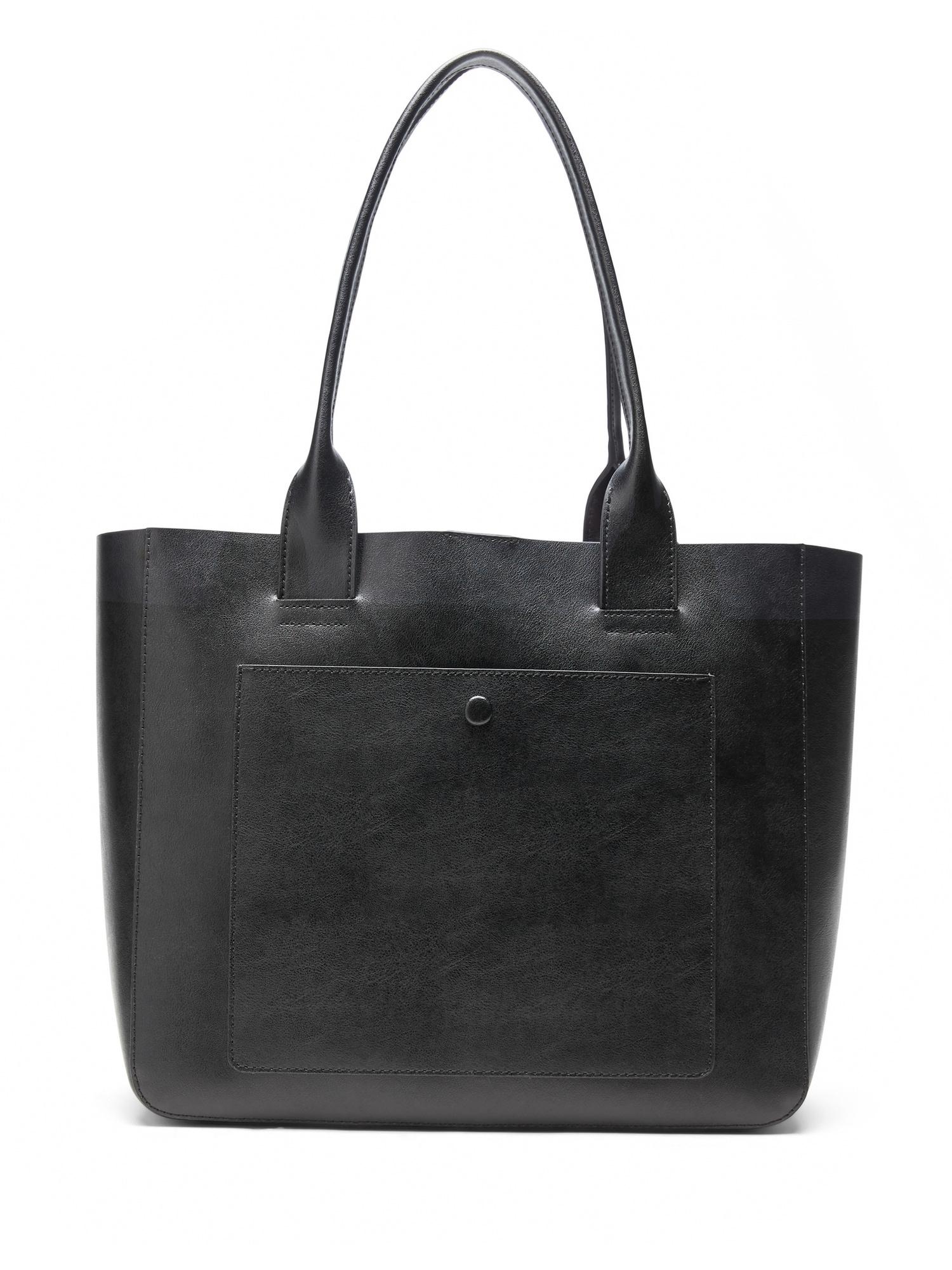 Banana Republic Leather Large East-west Tote in Black Leather (Black ...