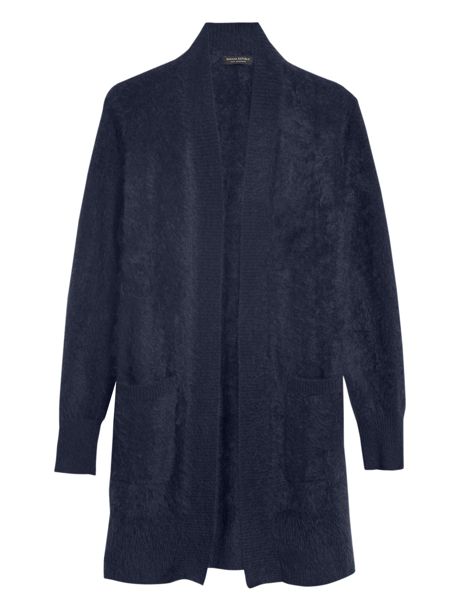 women's long navy blue cardigan