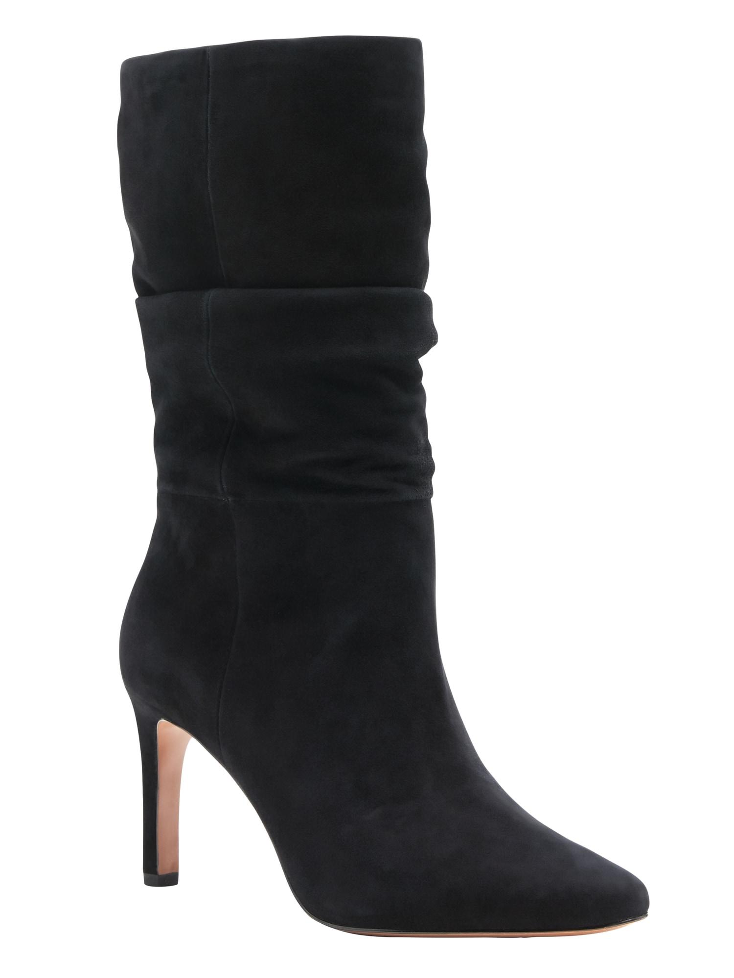 high heel slouchy boots