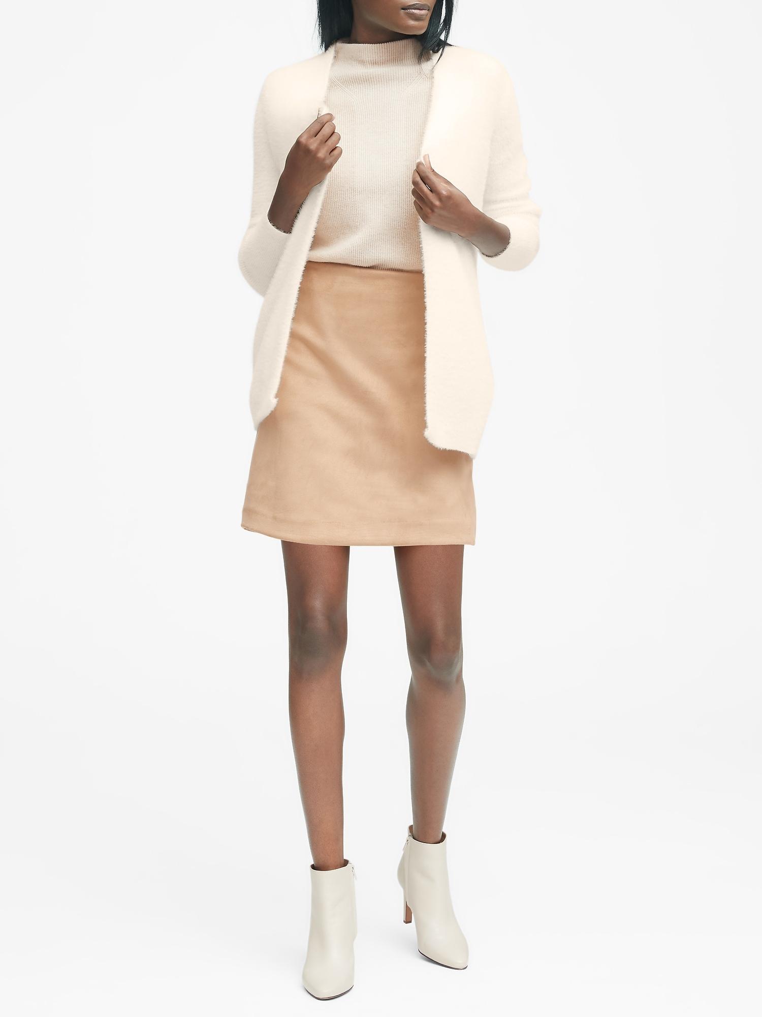 Synthetic Fuzzy Long Cardigan Sweater 