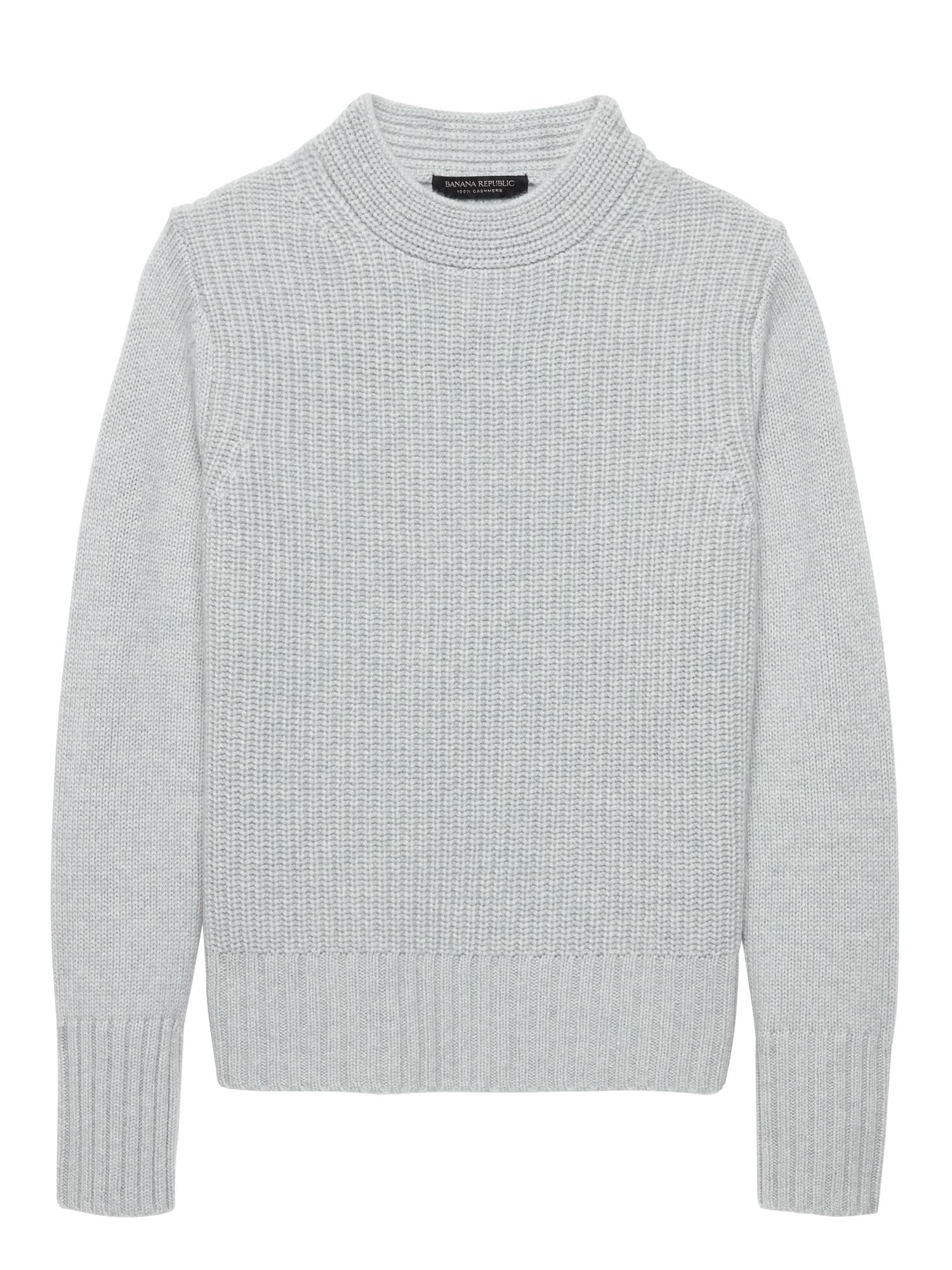 Banana Republic Cashmere Cropped Mock-neck Sweater in Light Gray (Gray ...