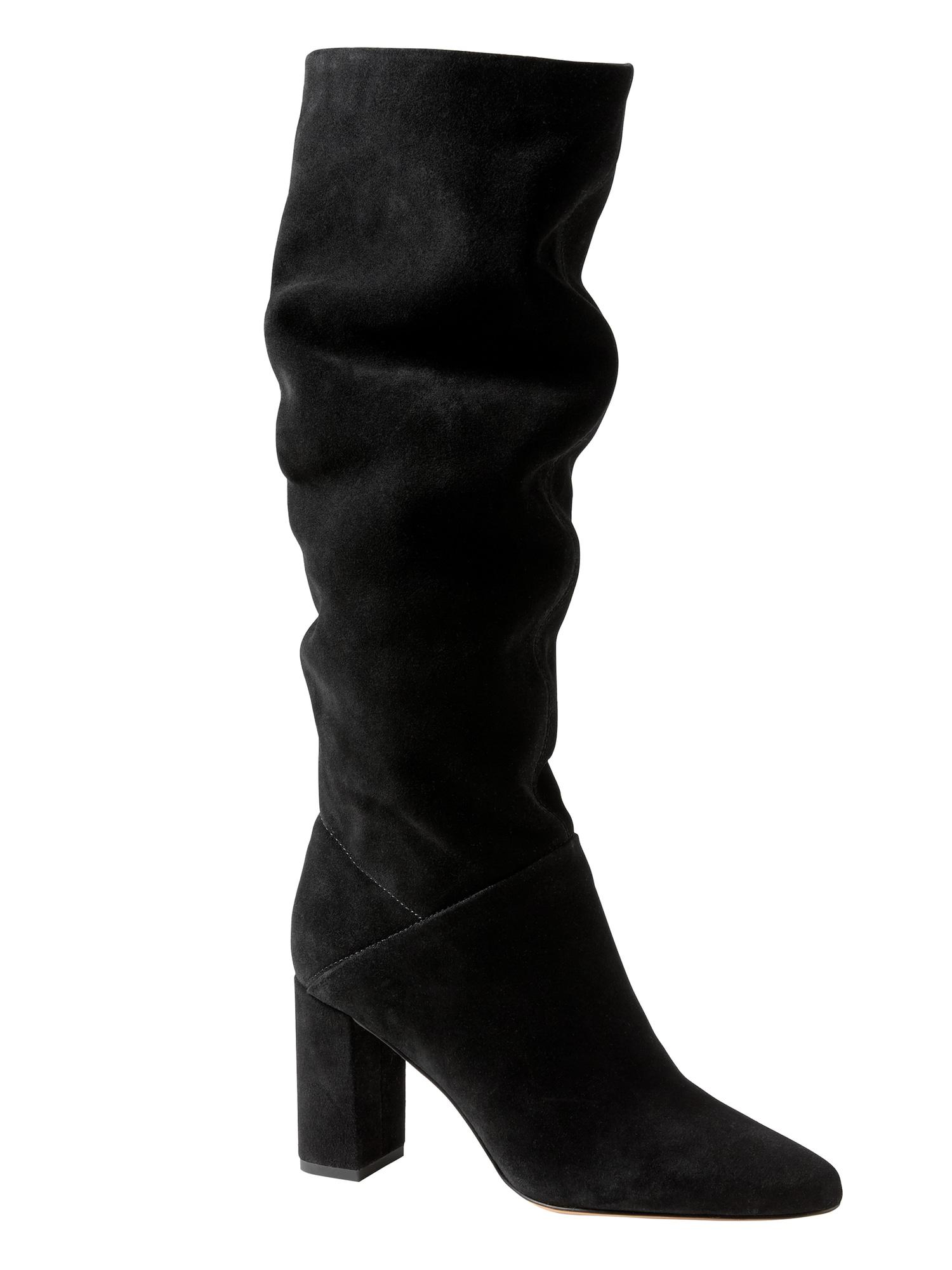 slouchy black suede boots