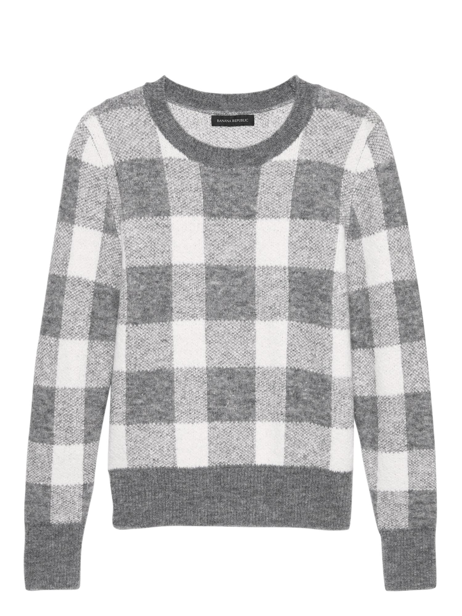 gray plaid sweater