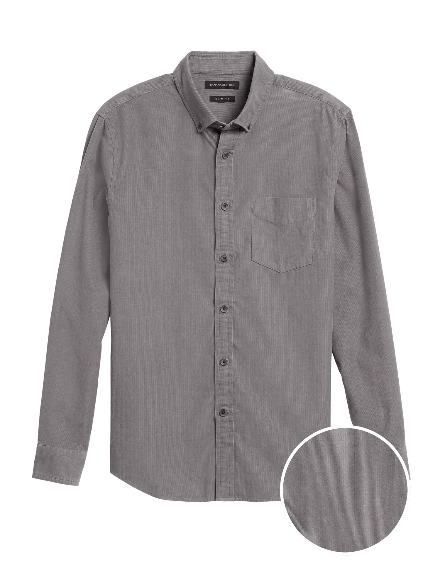 Banana Republic Slim-fit Corduroy Shirt in Gray for Men - Lyst