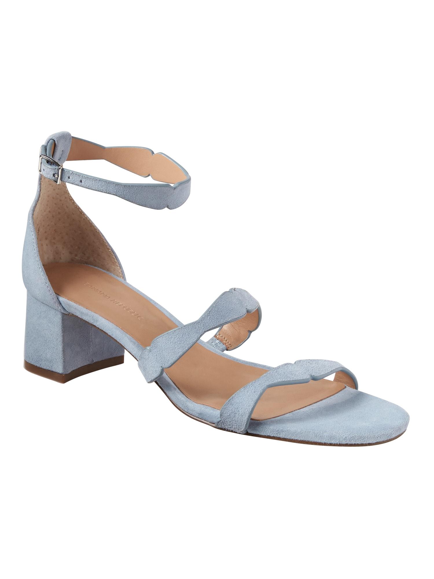 low block heel sandals blue