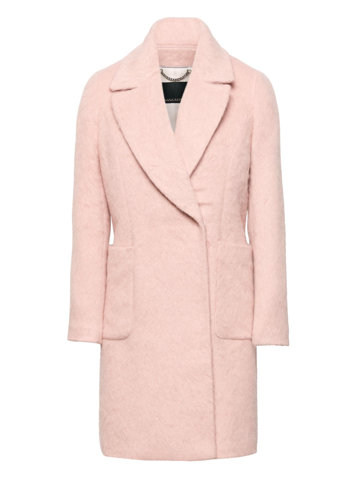 pink wool car coat