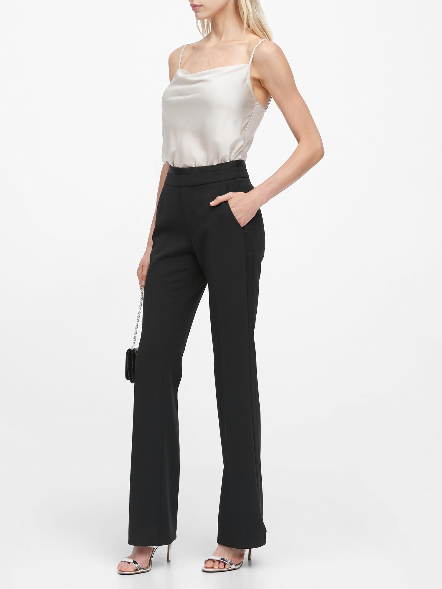 Satin High-rise Flare Tuxedo Pant 