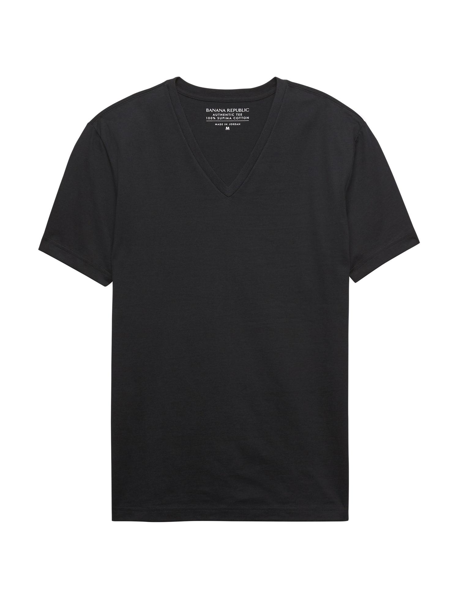 Banana Republic Authentic Supima® Cotton Vneck Tshirt in Black for