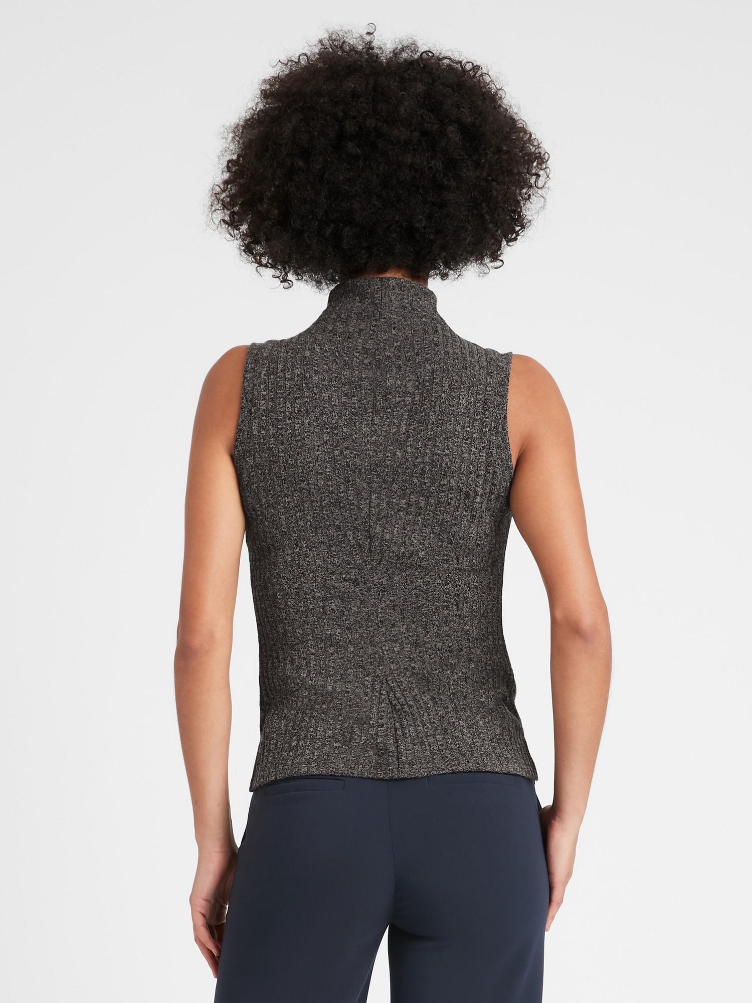 Banana Republic Petite Ribbed Turtleneck Tank in Dark Charcoal Gray (Gray) - Lyst