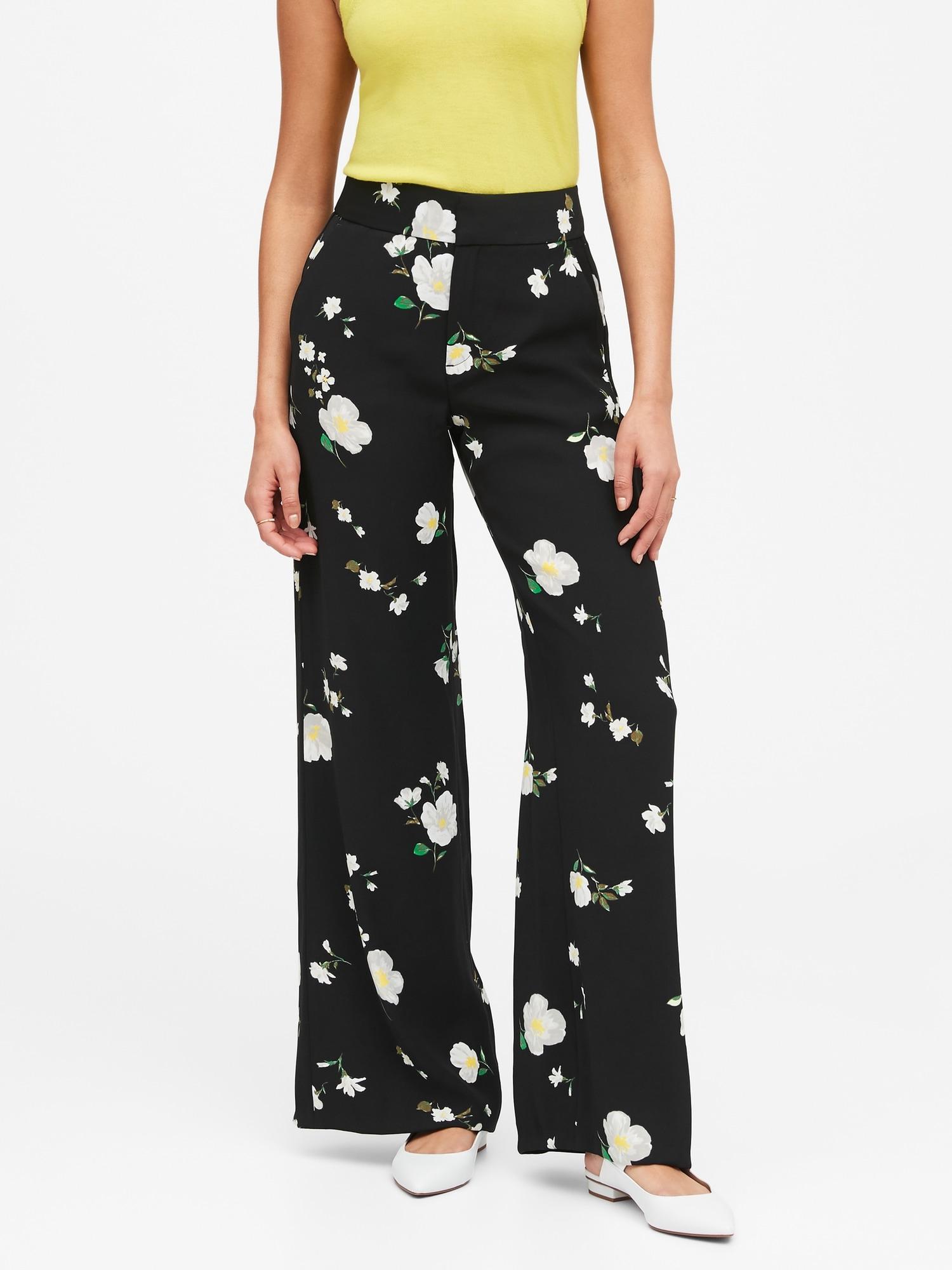 Banana Republic High-rise Wide-leg Floral Pant in Navy Floral (Black ...
