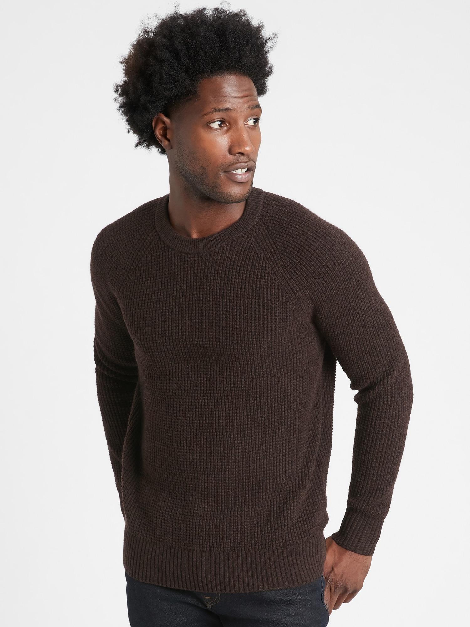 Banana Republic Italian Wool-blend Waffle-knit Sweater in Brown for Men |  Lyst