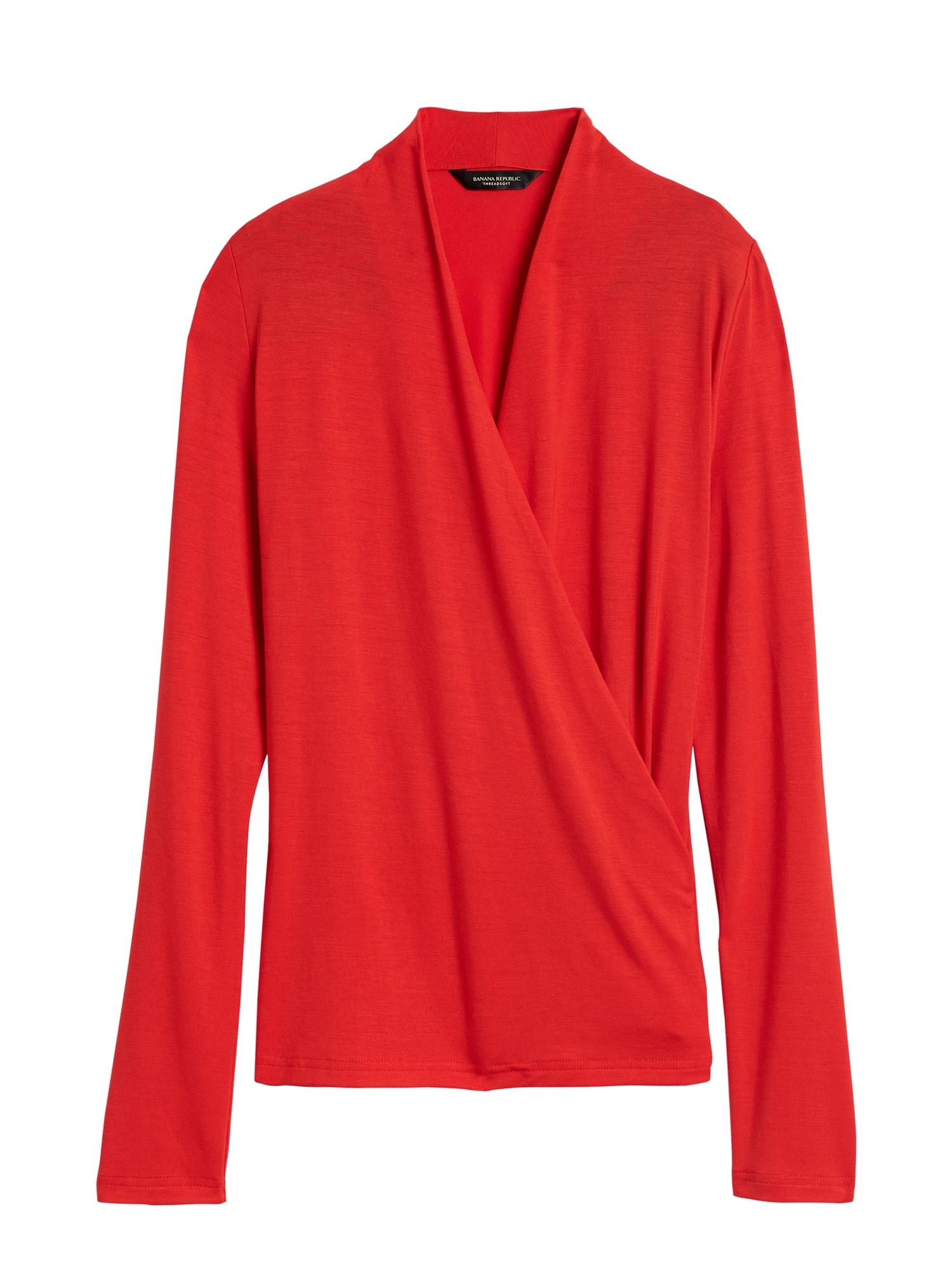 Banana Republic Threadsoft Wrap Top in Ultra Red (Red) - Save 20% - Lyst
