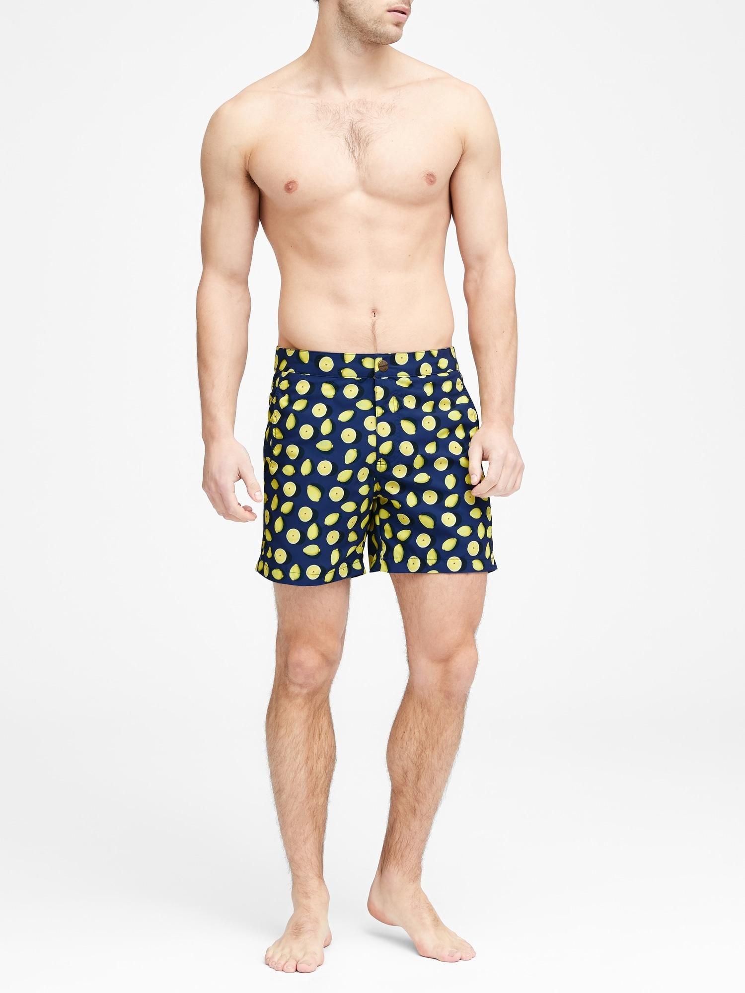 mens lemon swim trunks