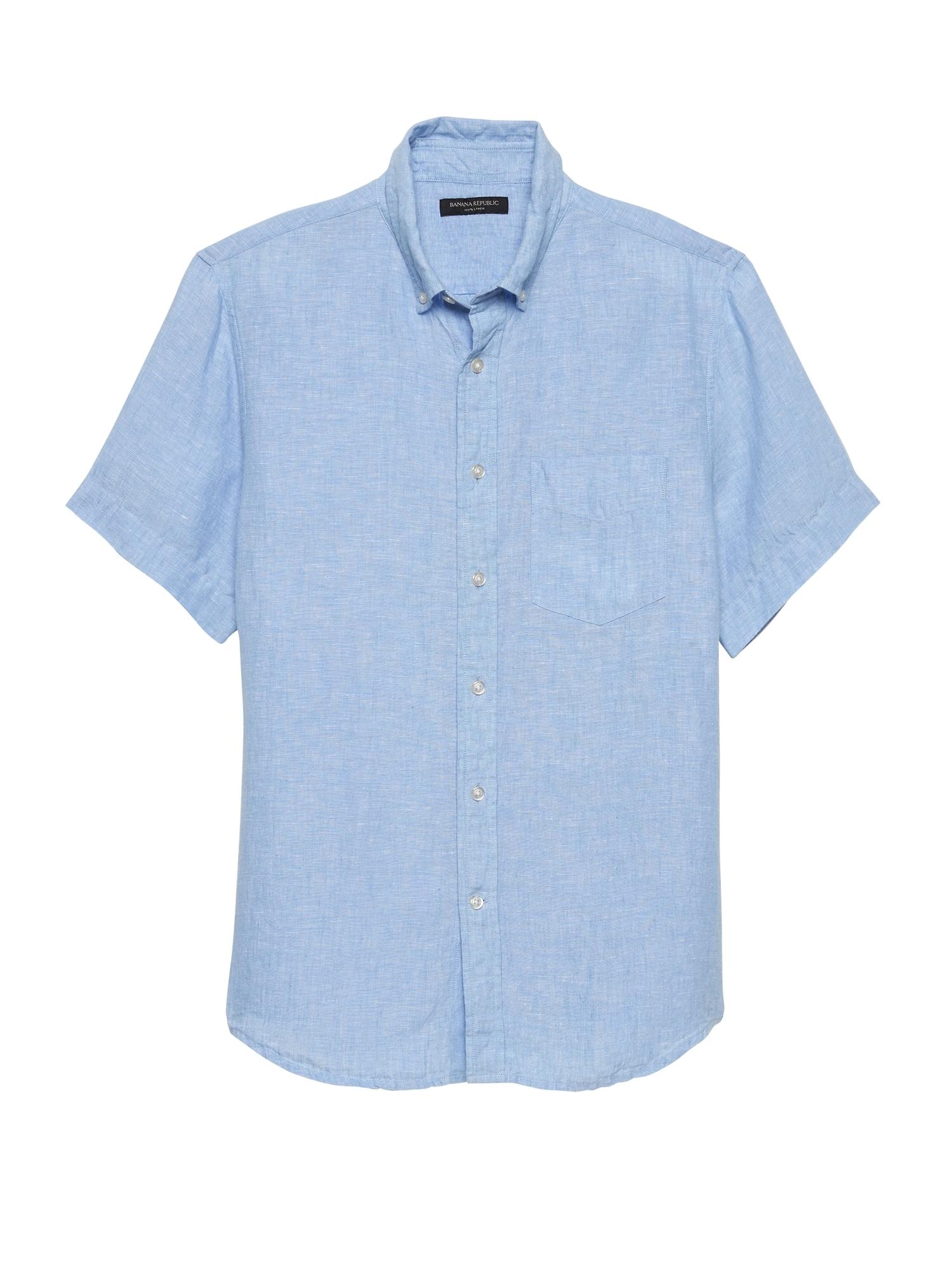 Banana Republic Slim-fit Linen Shirt in Light Blue (Blue) for Men - Lyst