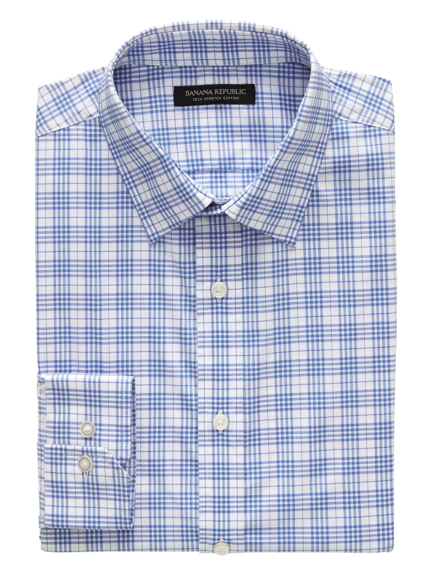 Banana Republic Slim-fit Tech-stretch Cotton Shirt in Blue for Men - Lyst