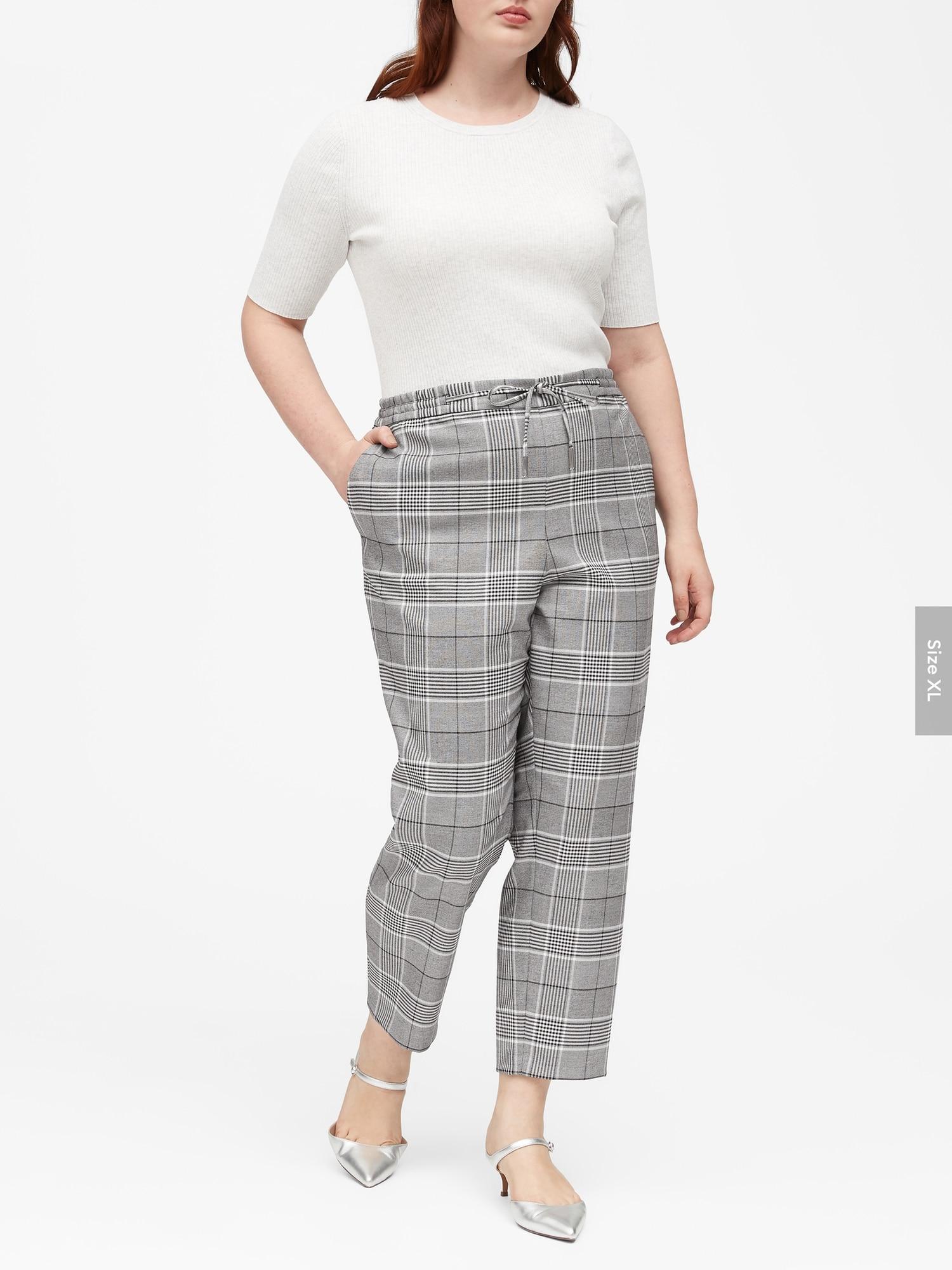 Banana Republic Hayden Tapered-fit Plaid Ankle Pant in Gray - Lyst