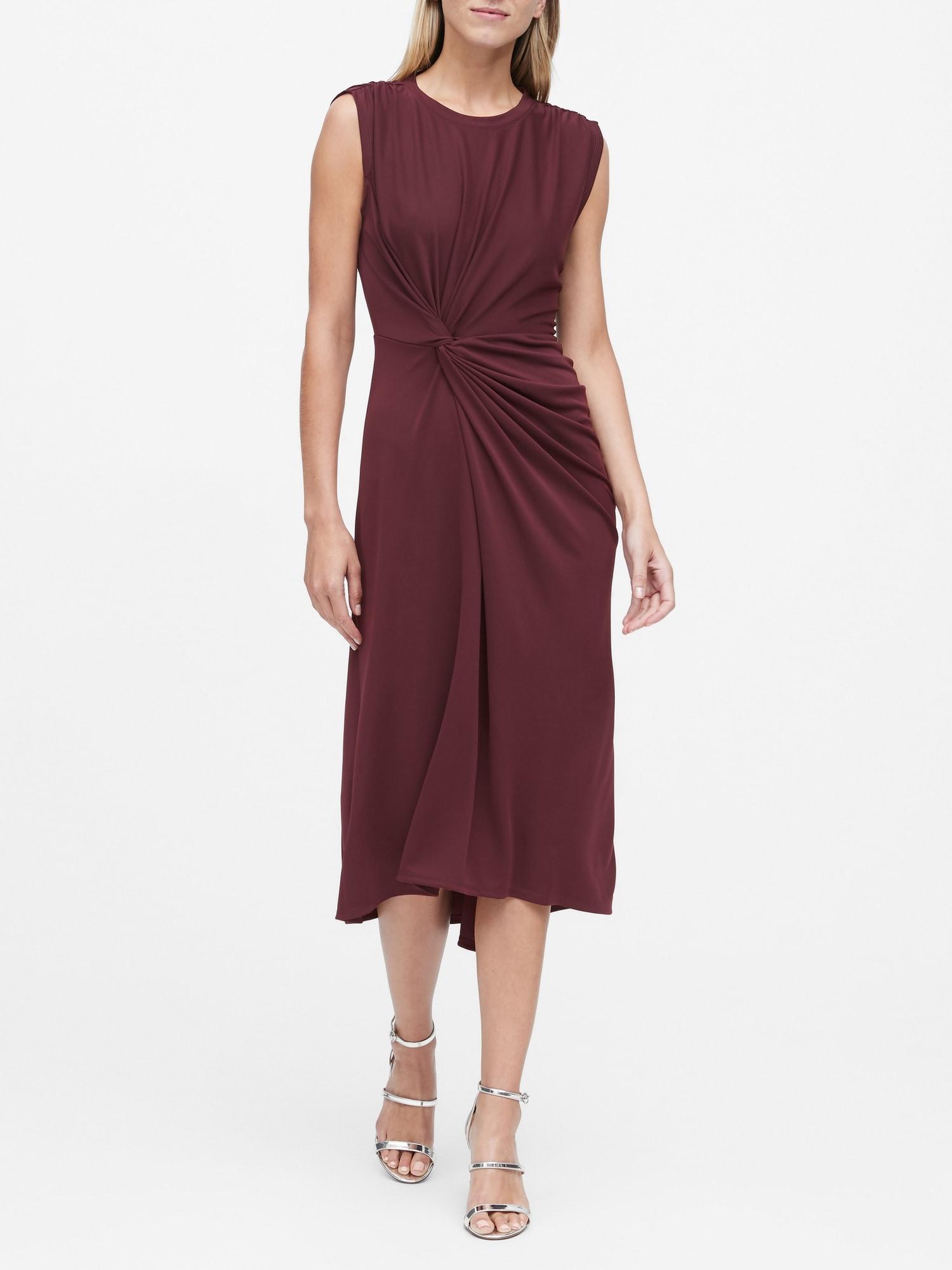 Banana Republic Twist-front Midi Dress in Burgundy Red (Red) - Save 26%