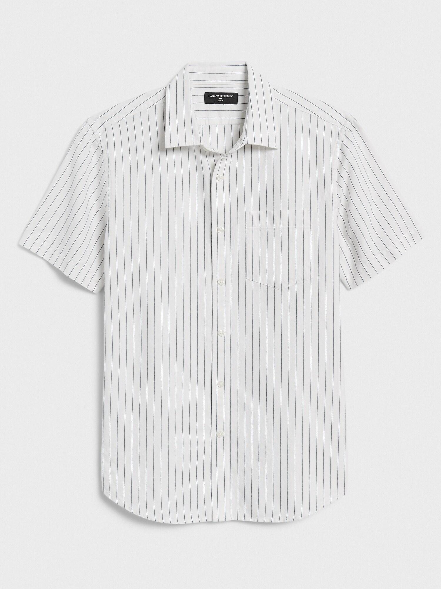 Banana Republic Factory Slim-fit Linen-blend Shirt in White for Men - Lyst