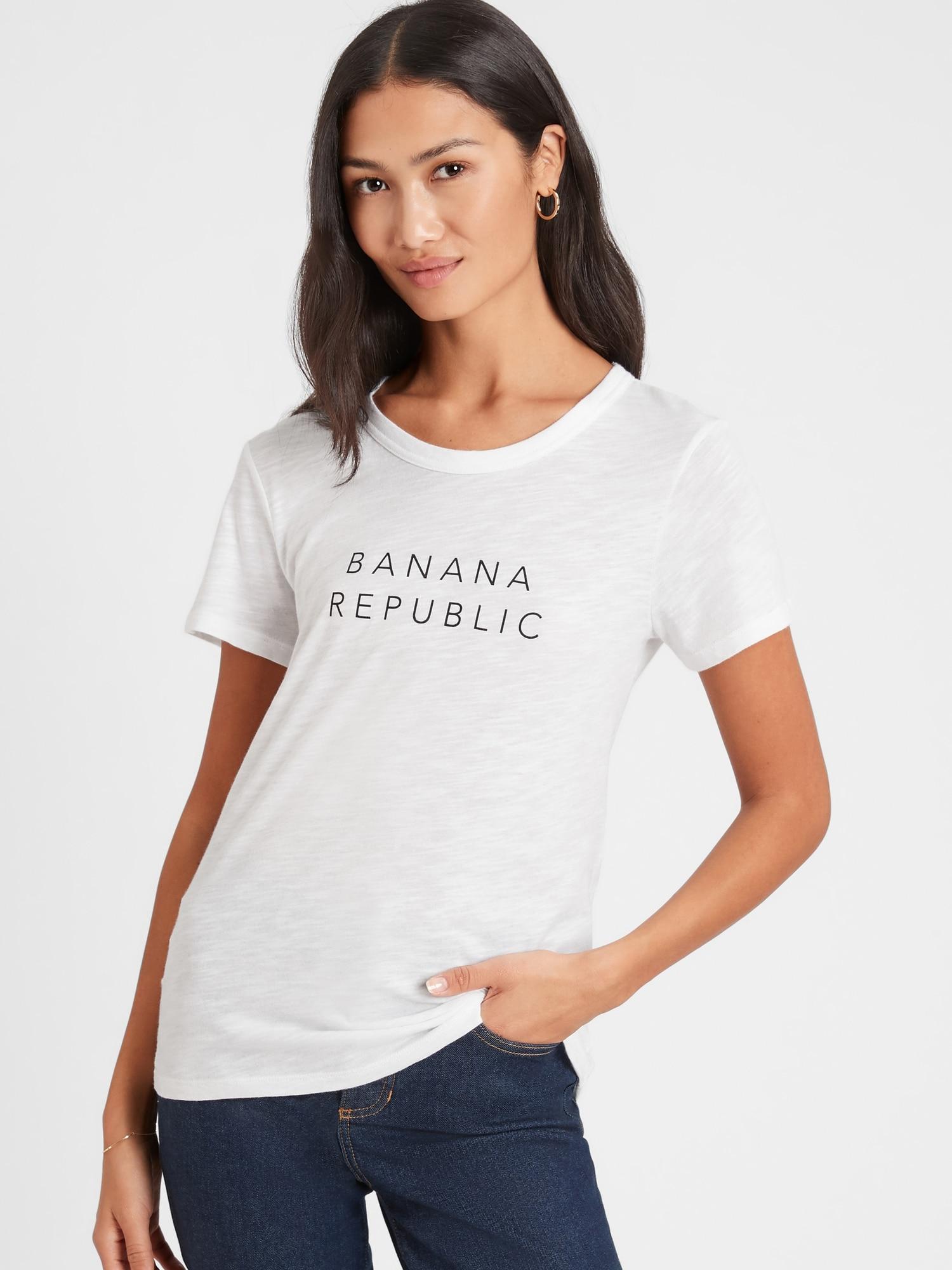 Banana Republic Factory Cotton Banana Republic Logo T-shirt in White | Lyst