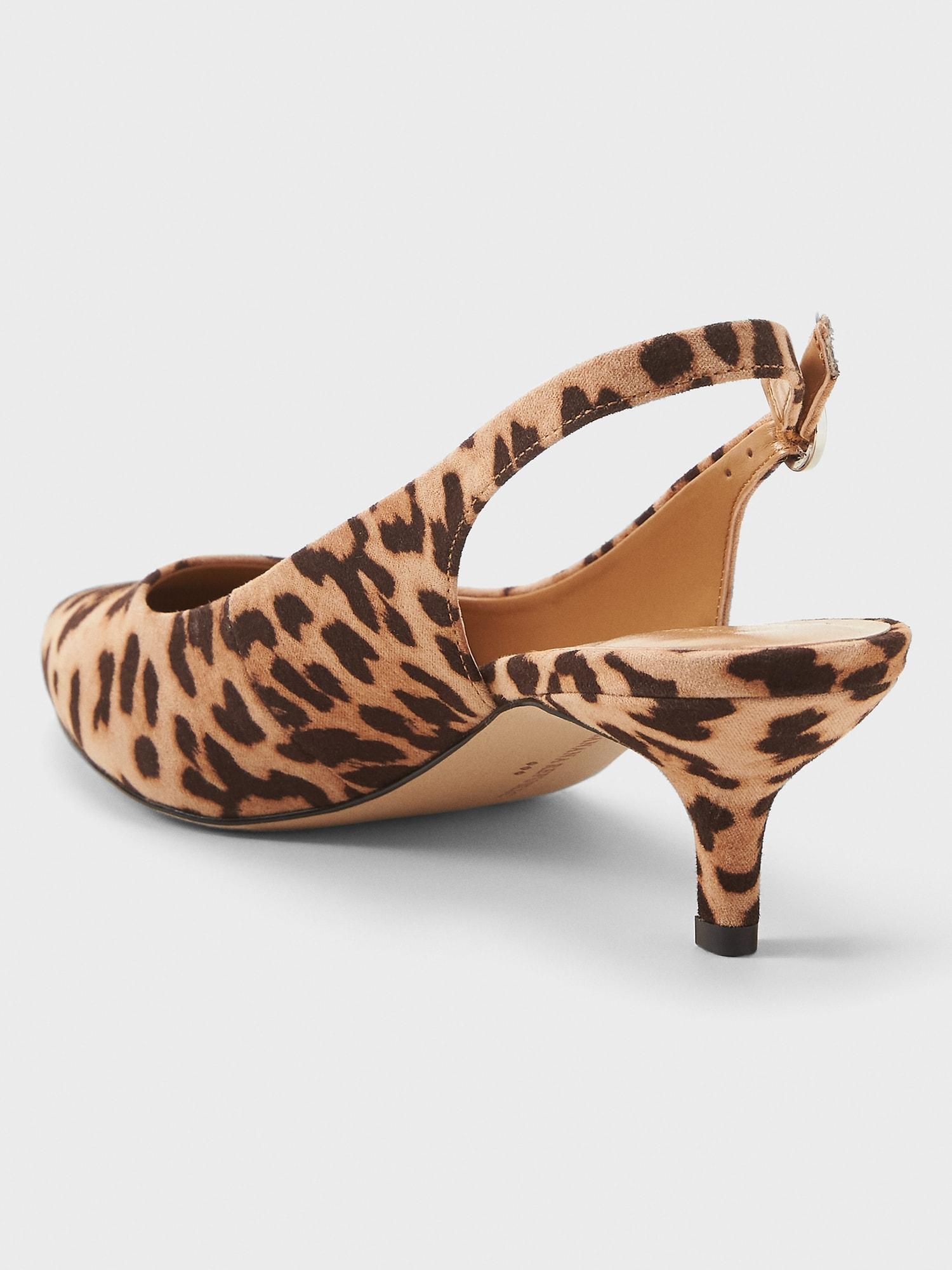 leopard print kitten heel slingbacks