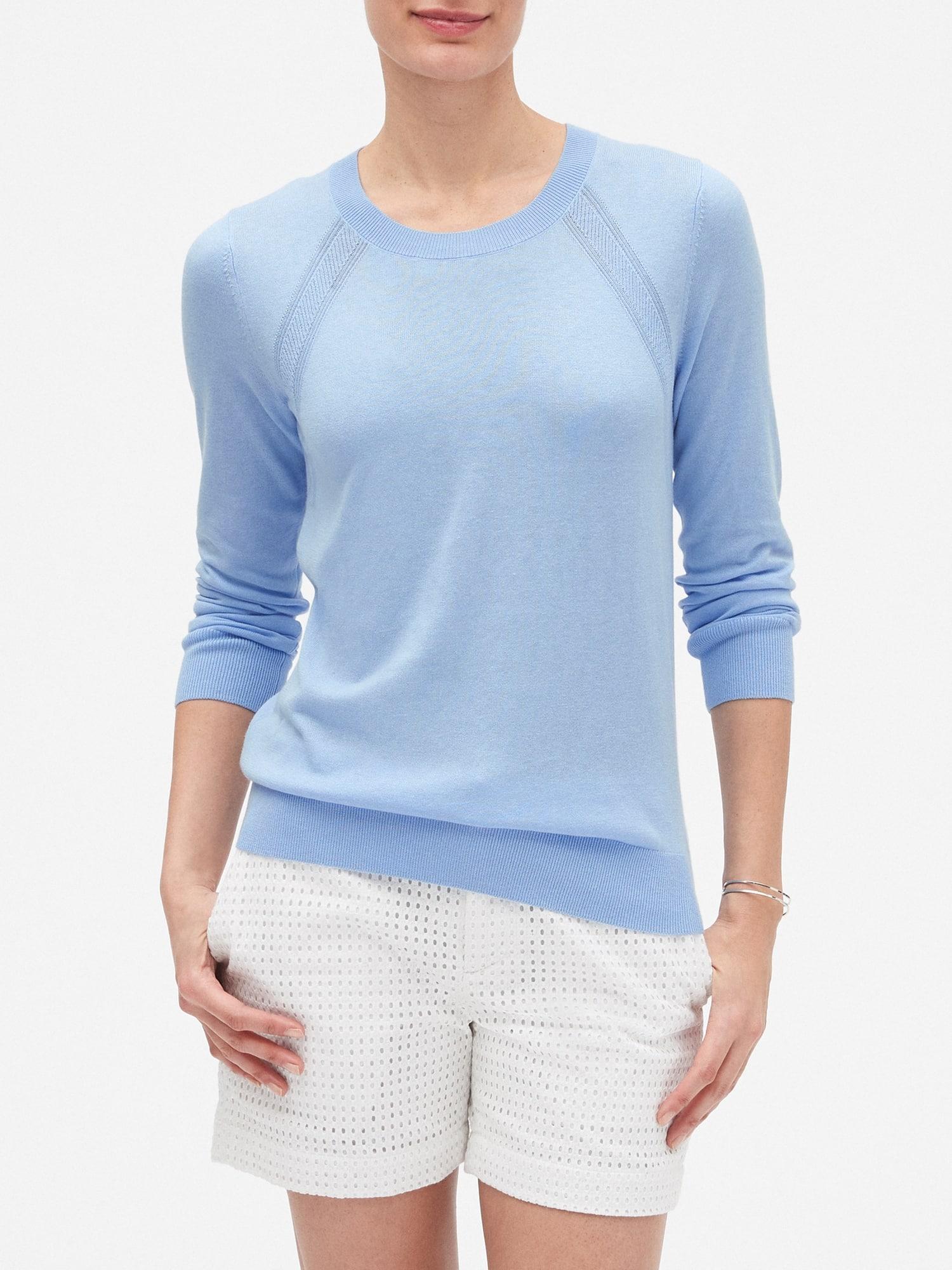 Lyst - Banana Republic Factory Machine Washable Forever Diagonal Ribbed Crew Neck Sweater in Blue