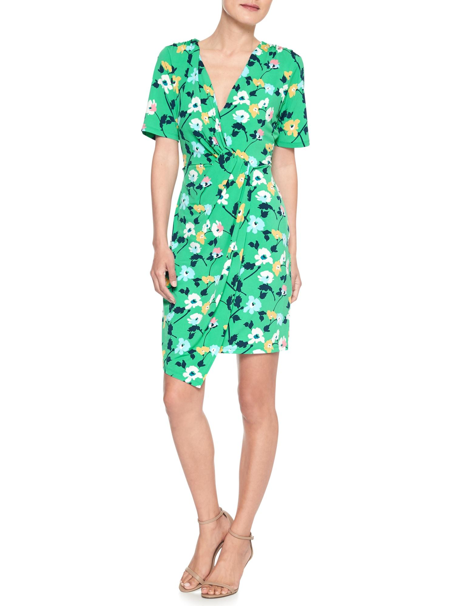 banana republic green wrap dress