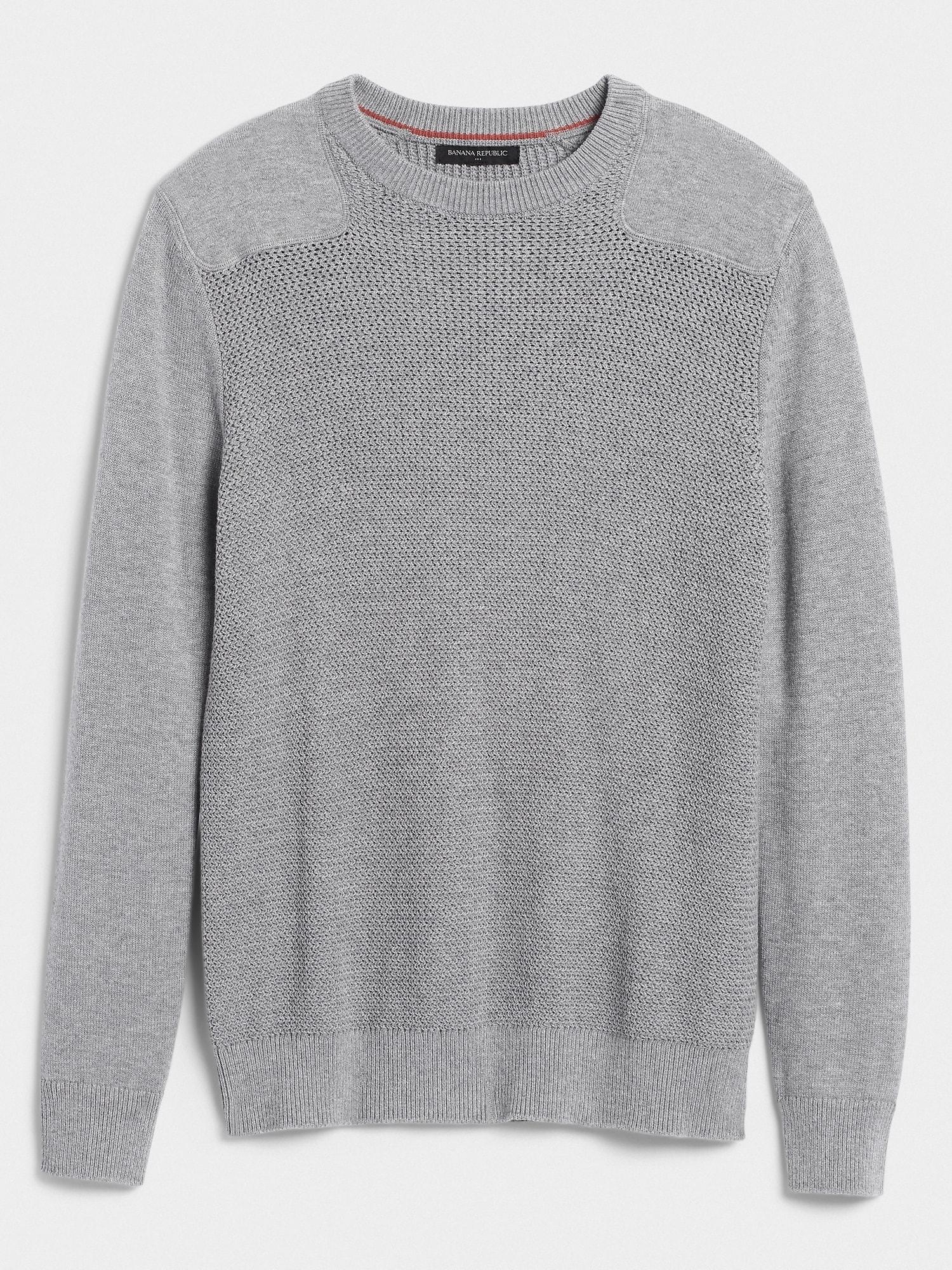 Banana Republic Factory Shoulder Patch Crew-neck Sweater in Gray for ...