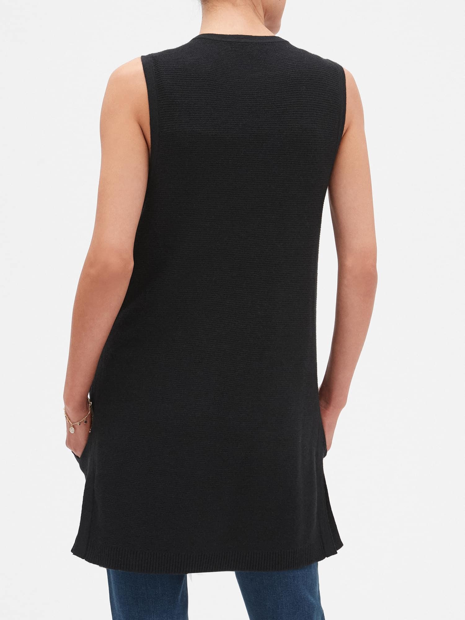 Long Sweater Vest in Black 