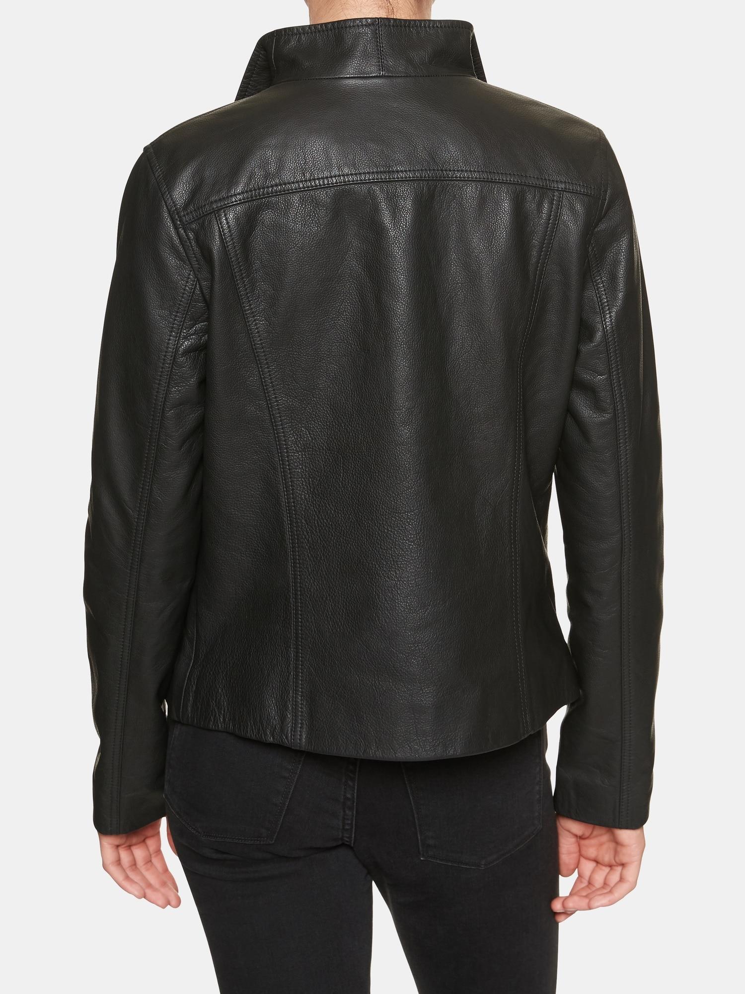 Black Leather Jacket Banana Republic Photos